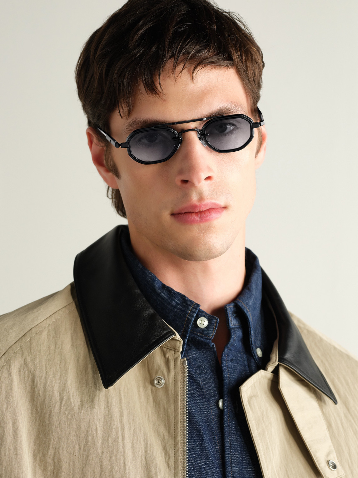 Sato Avior-t Oval-frame Metal Sunglasses In Black