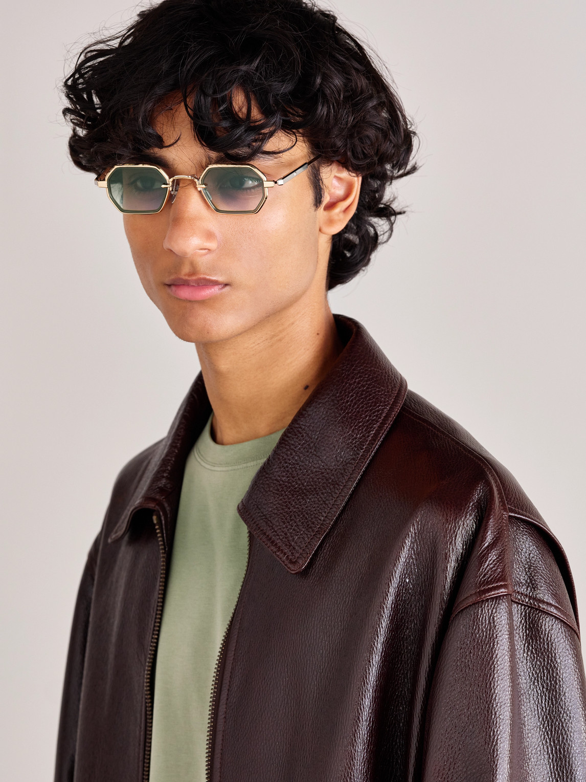 Sato Hadar-t Square-frame Titanium Sunglasses In Gold