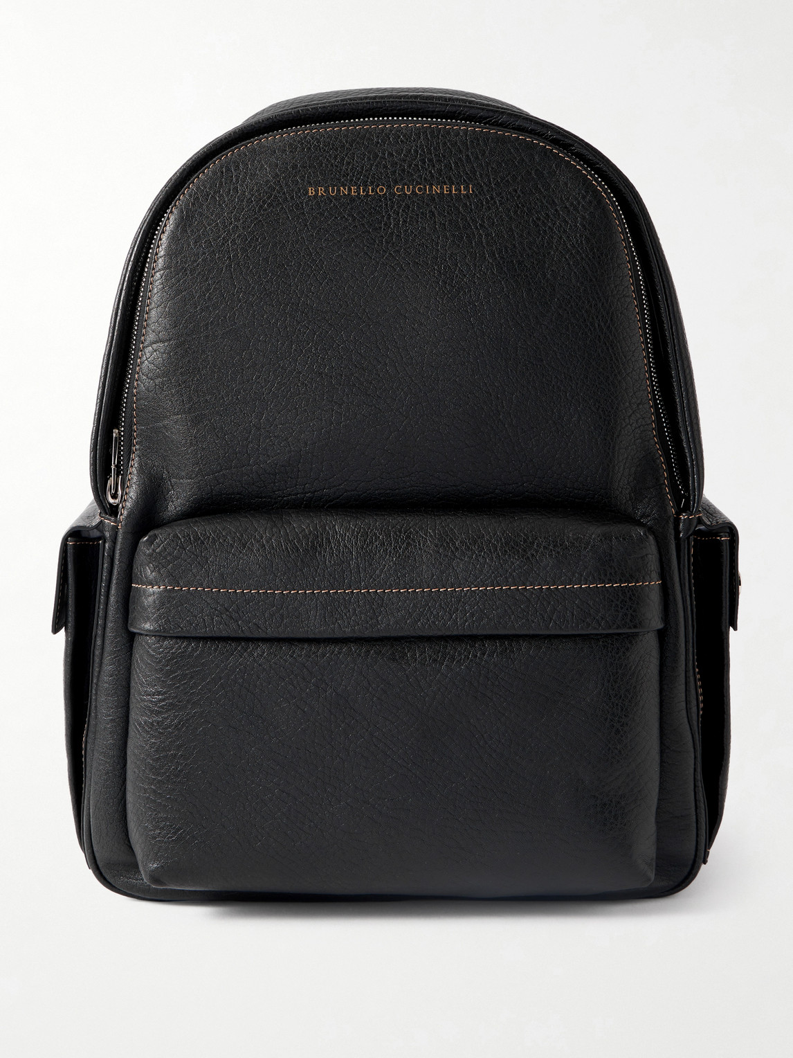 Brunello Cucinelli Full-grain Leather Backpack In Black