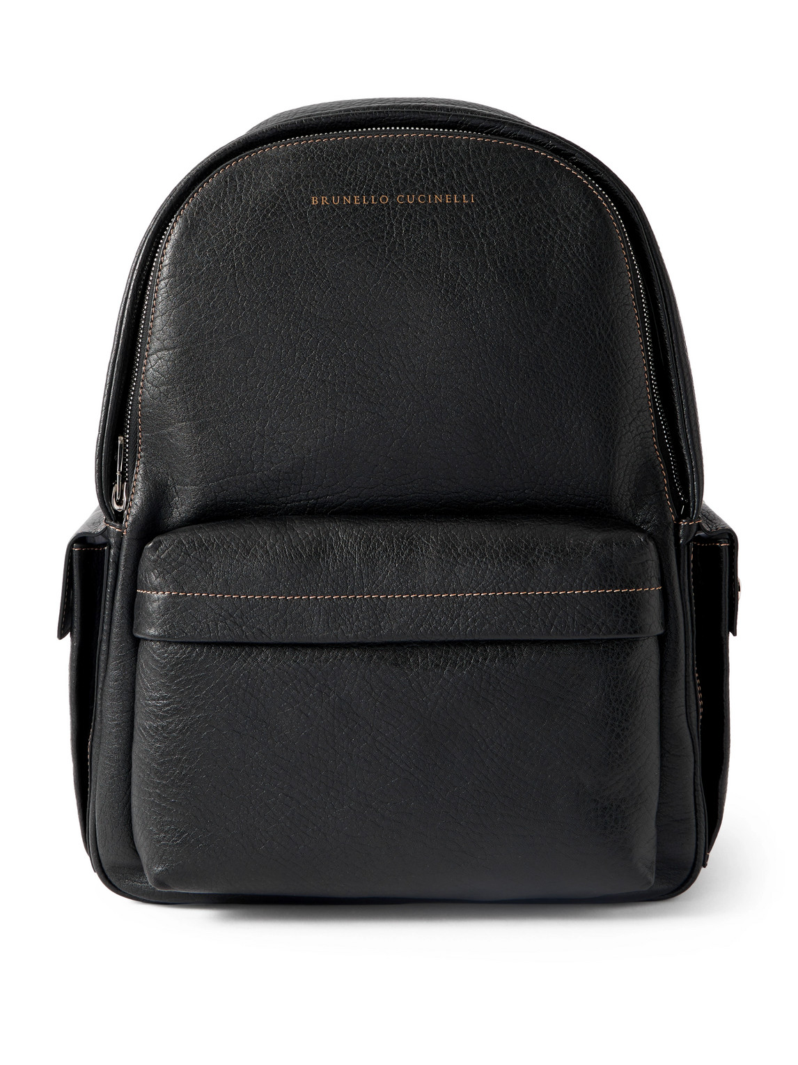 Brunello Cucinelli Full-grain Leather Backpack In Black