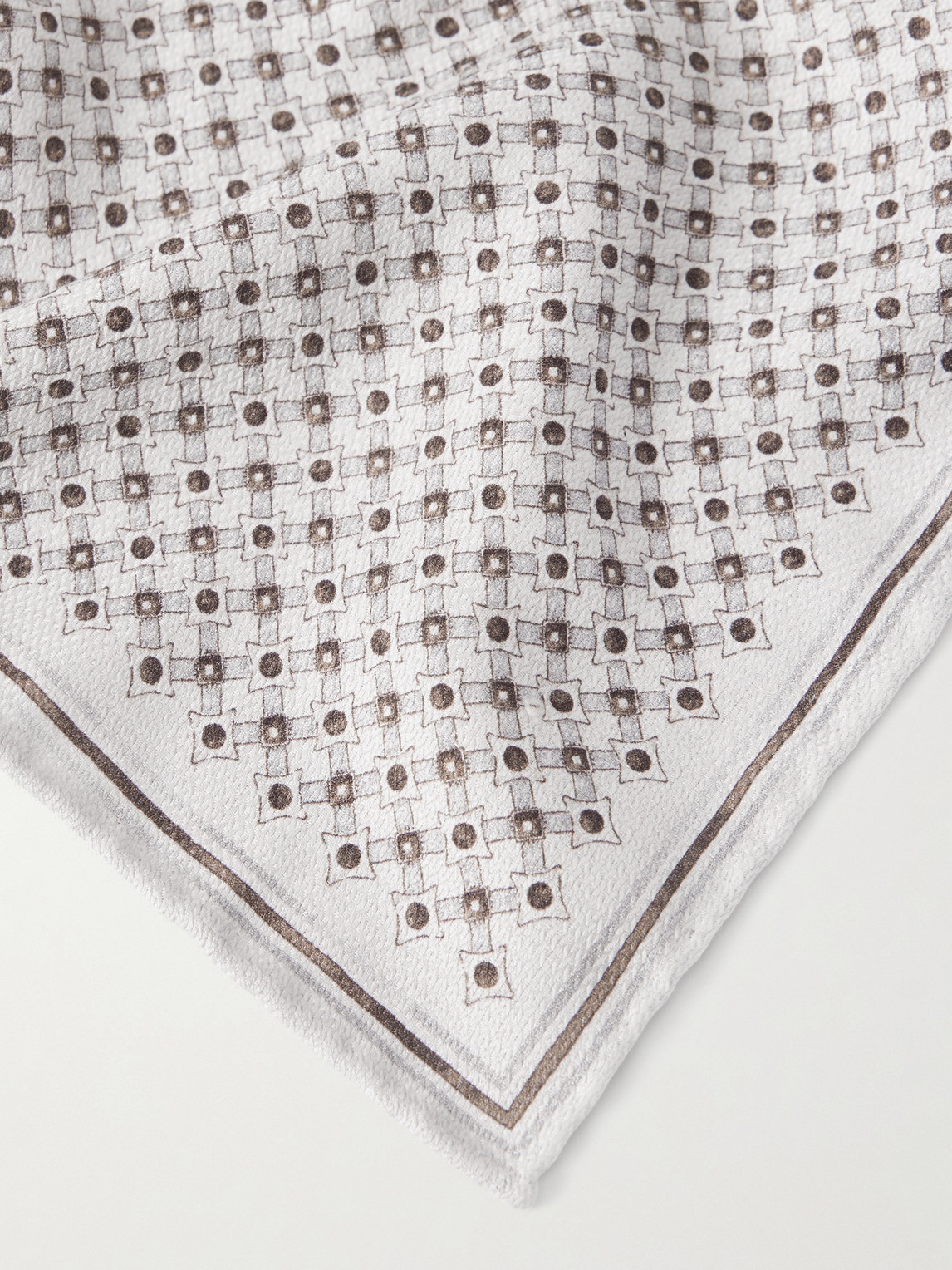 Brunello Cucinelli Geometric-pattern Silk Pocket Square In White