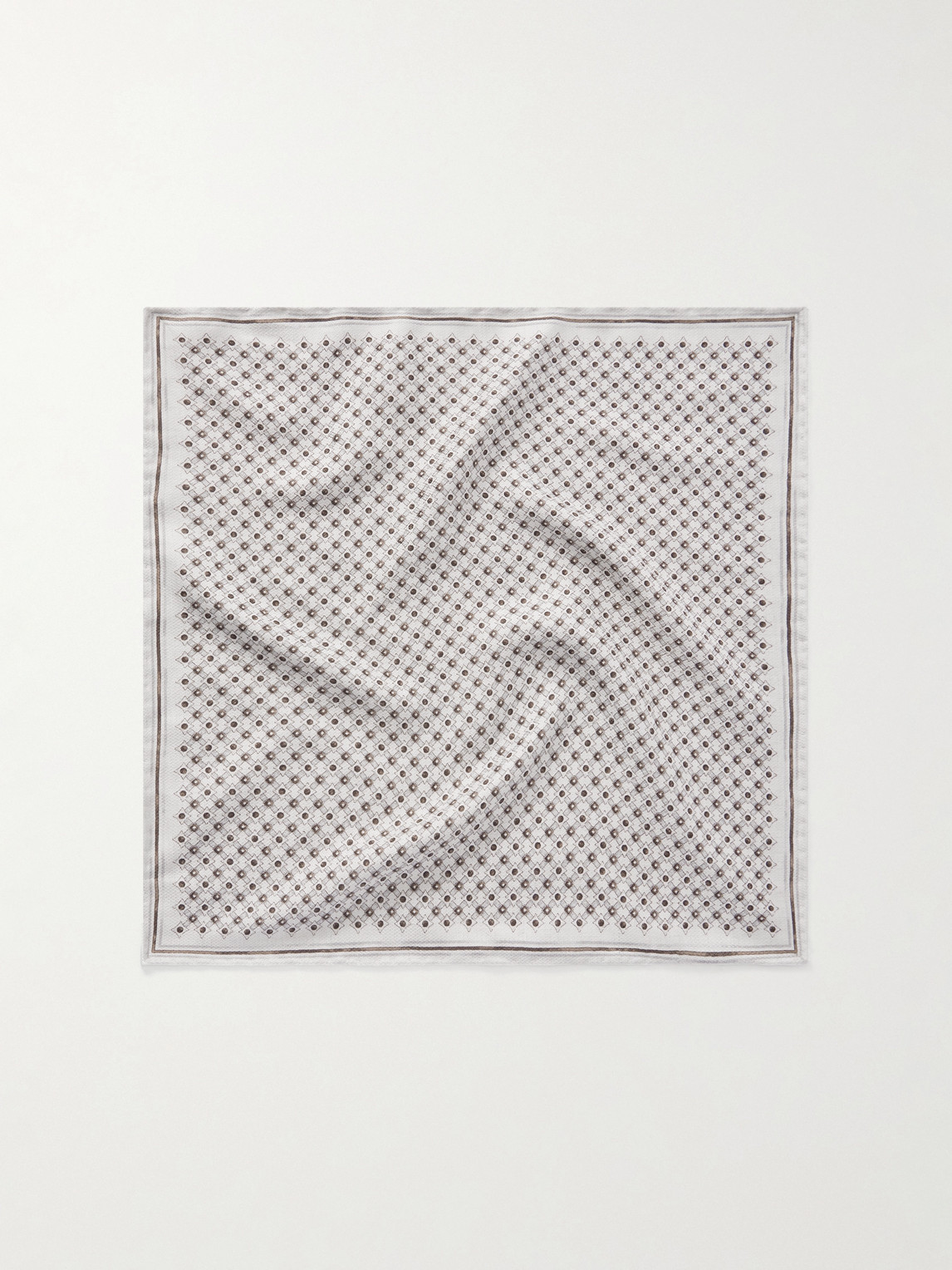 Brunello Cucinelli Geometric-pattern Silk Pocket Square In White