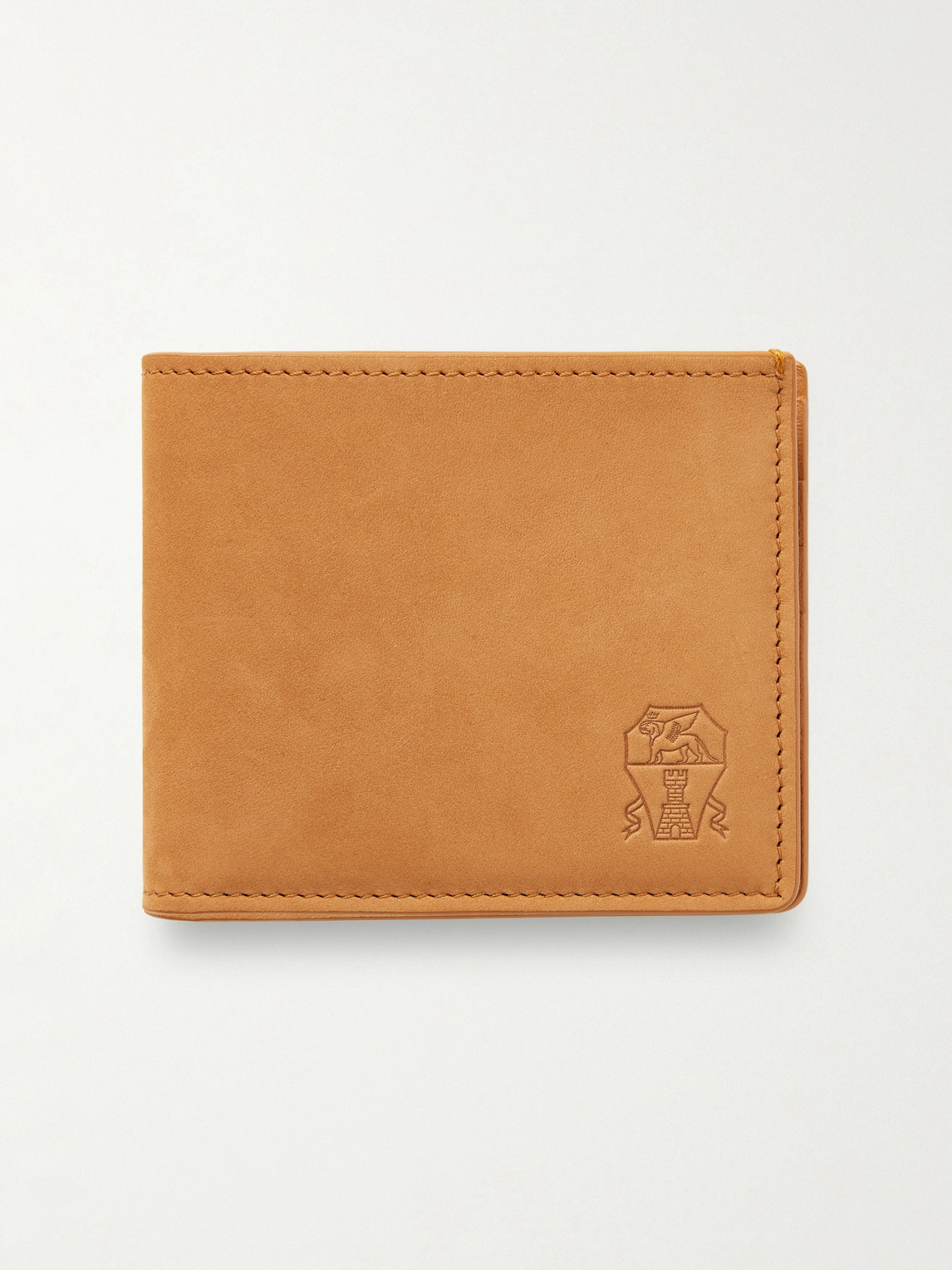 Brunello Cucinelli Logo-debossed Suede Billfold Wallet In Brown