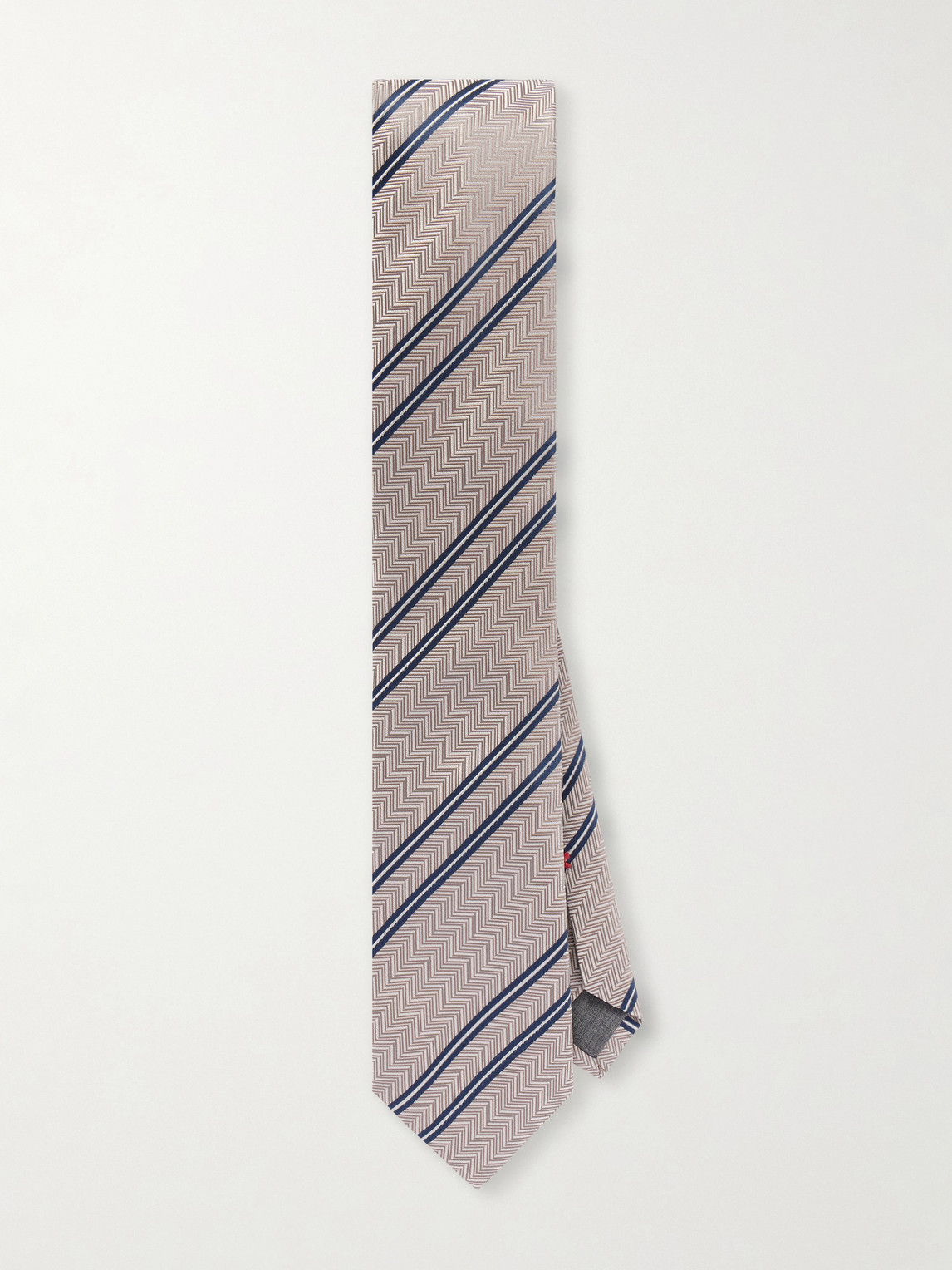 Brunello Cucinelli 7.5cm Striped Herringbone Silk-jacquard Tie In Blue