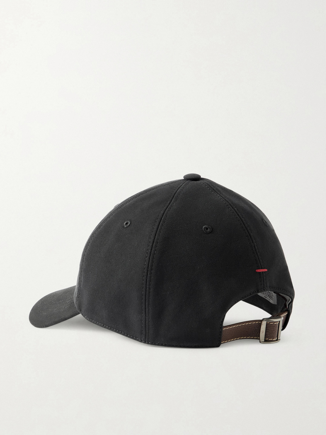 Logo-Embroidered Leather-Trimmed Cotton-Twill Baseball Cap