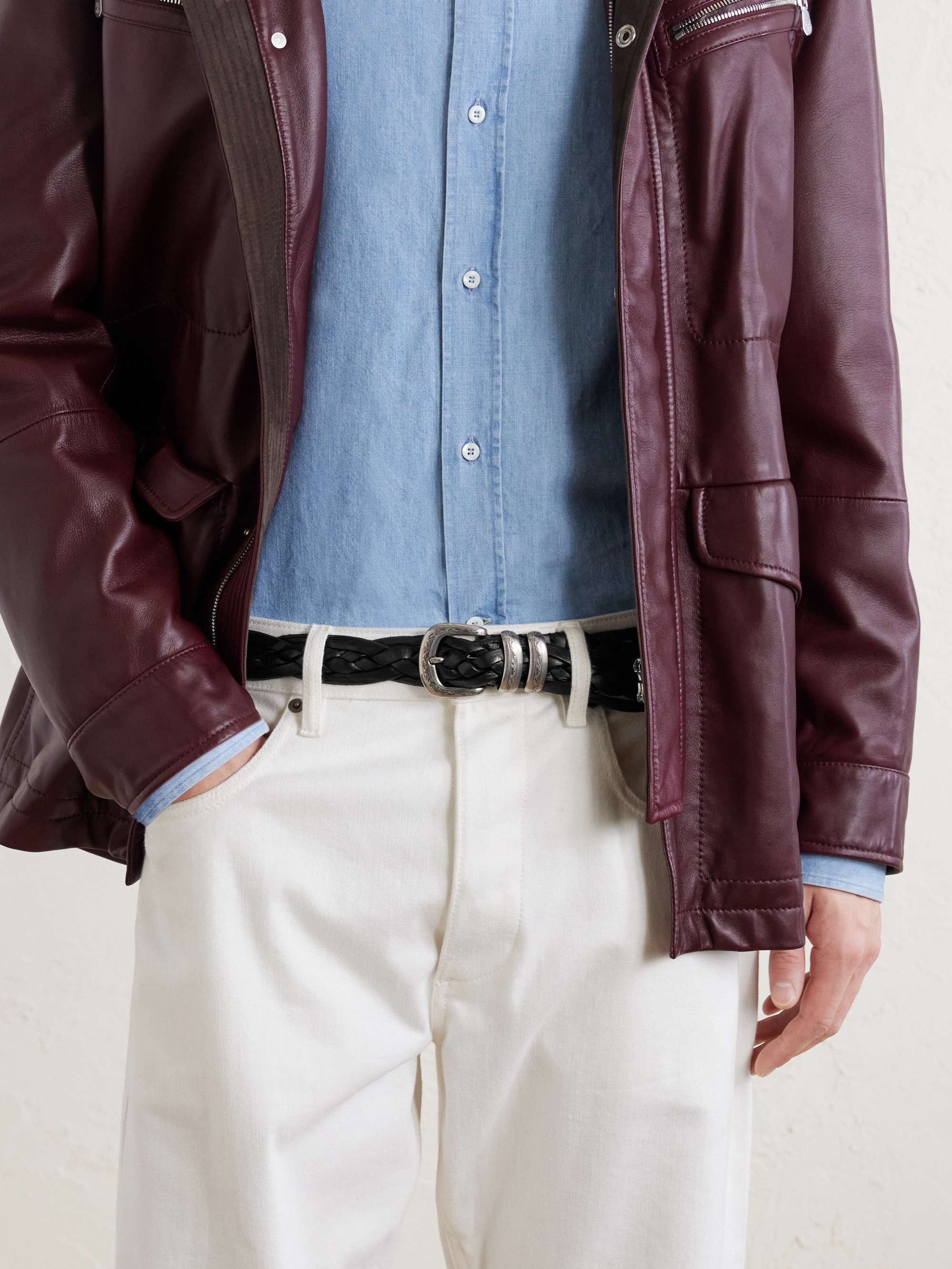 BRUNELLO CUCINELLI 3cm Woven Leather Belt