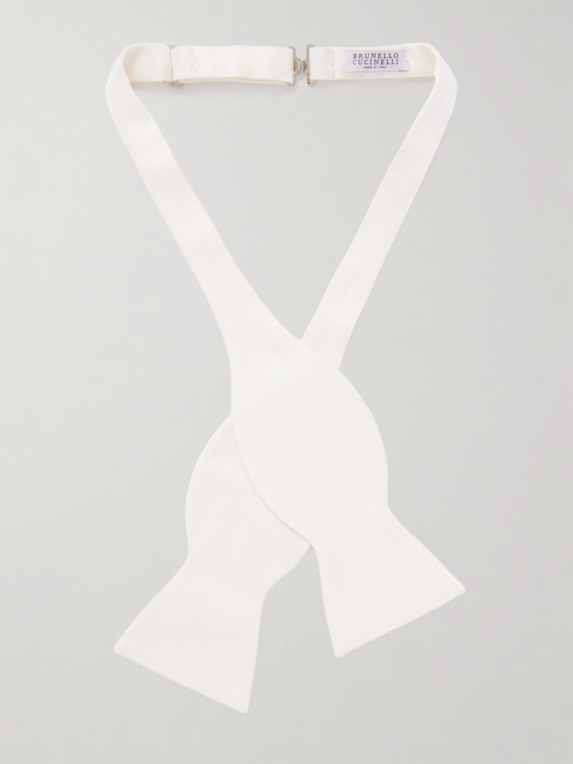  Brunello Cucinelli - Self-tie Silk-twill Bow Tie - Men - Neutrals 