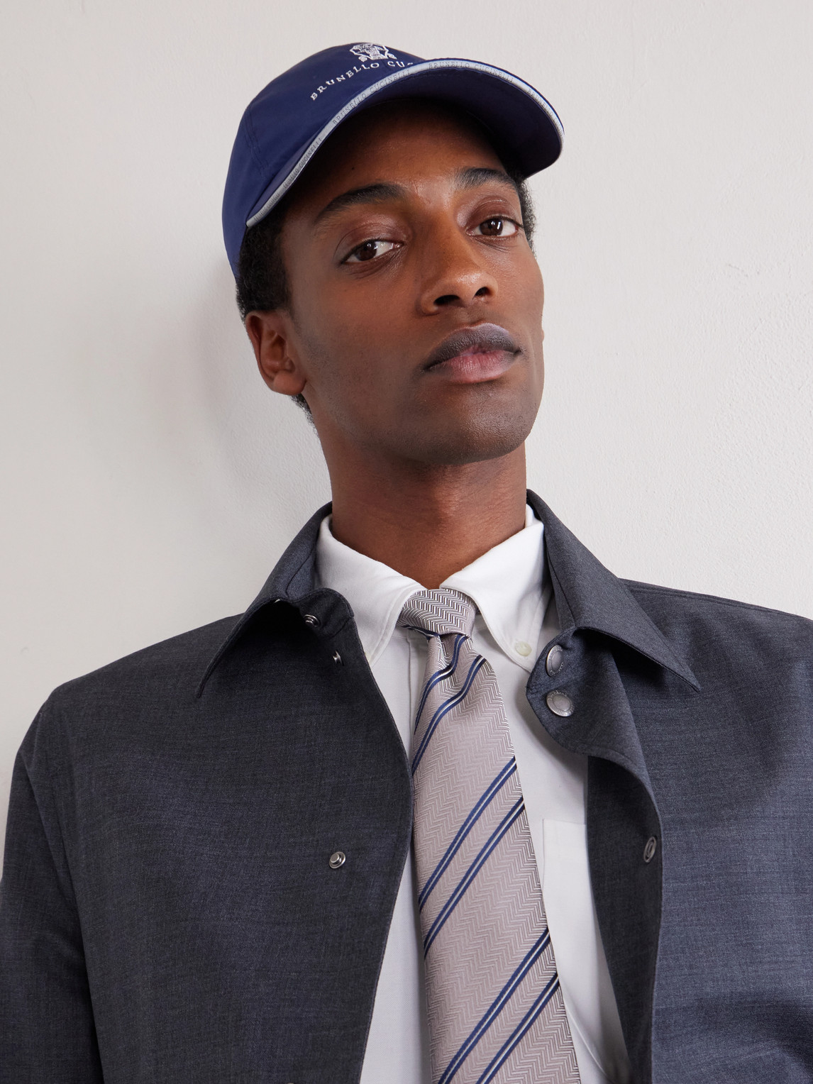  Brunello Cucinelli - Logo-embroidered Shell Cap - Men - Blue - M 