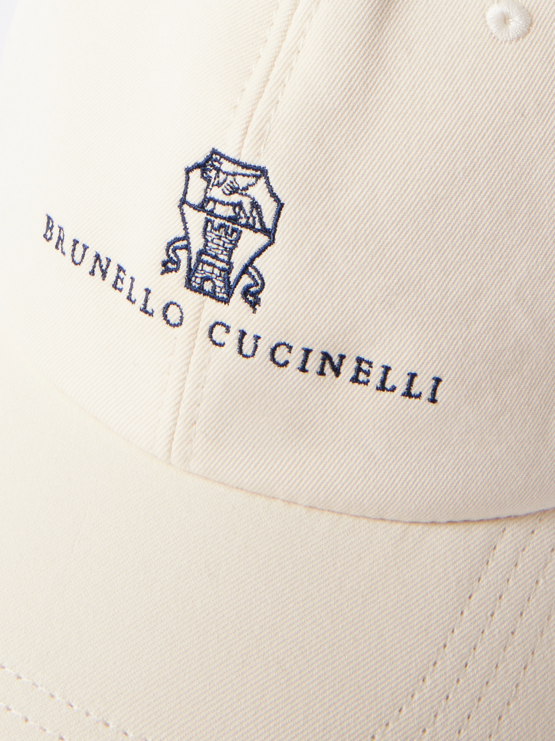 Brunello Cucinelli Logo-embroidered Leather-trimmed Cotton-twill Baseball Cap In White