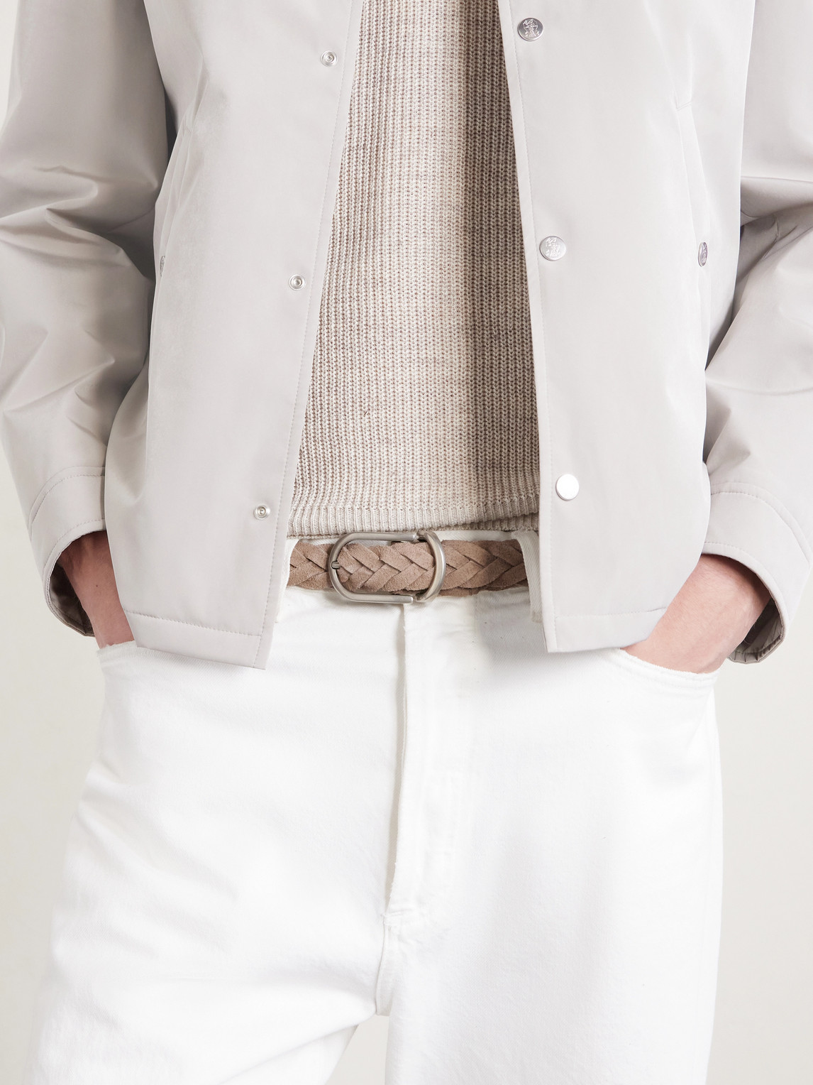  Brunello Cucinelli - 3cm Woven Suede Belt - Men - Neutrals - Eu 100 