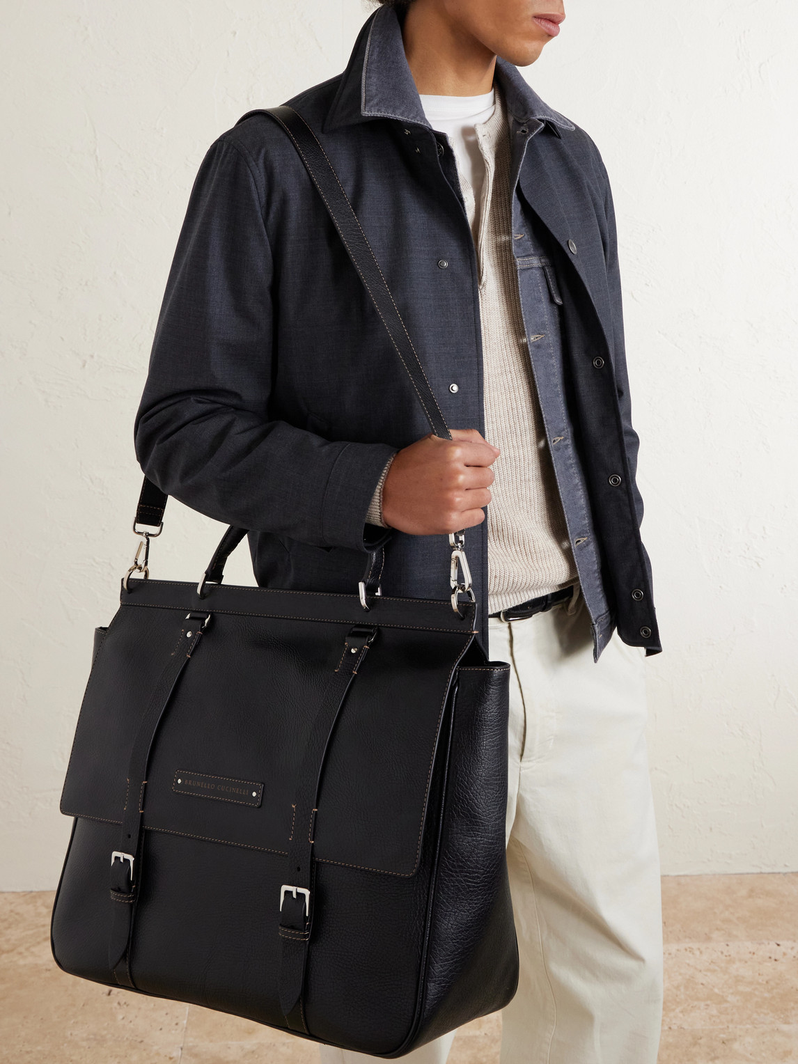  Brunello Cucinelli - Full-grain Leather Weekend Bag - Men - Black 