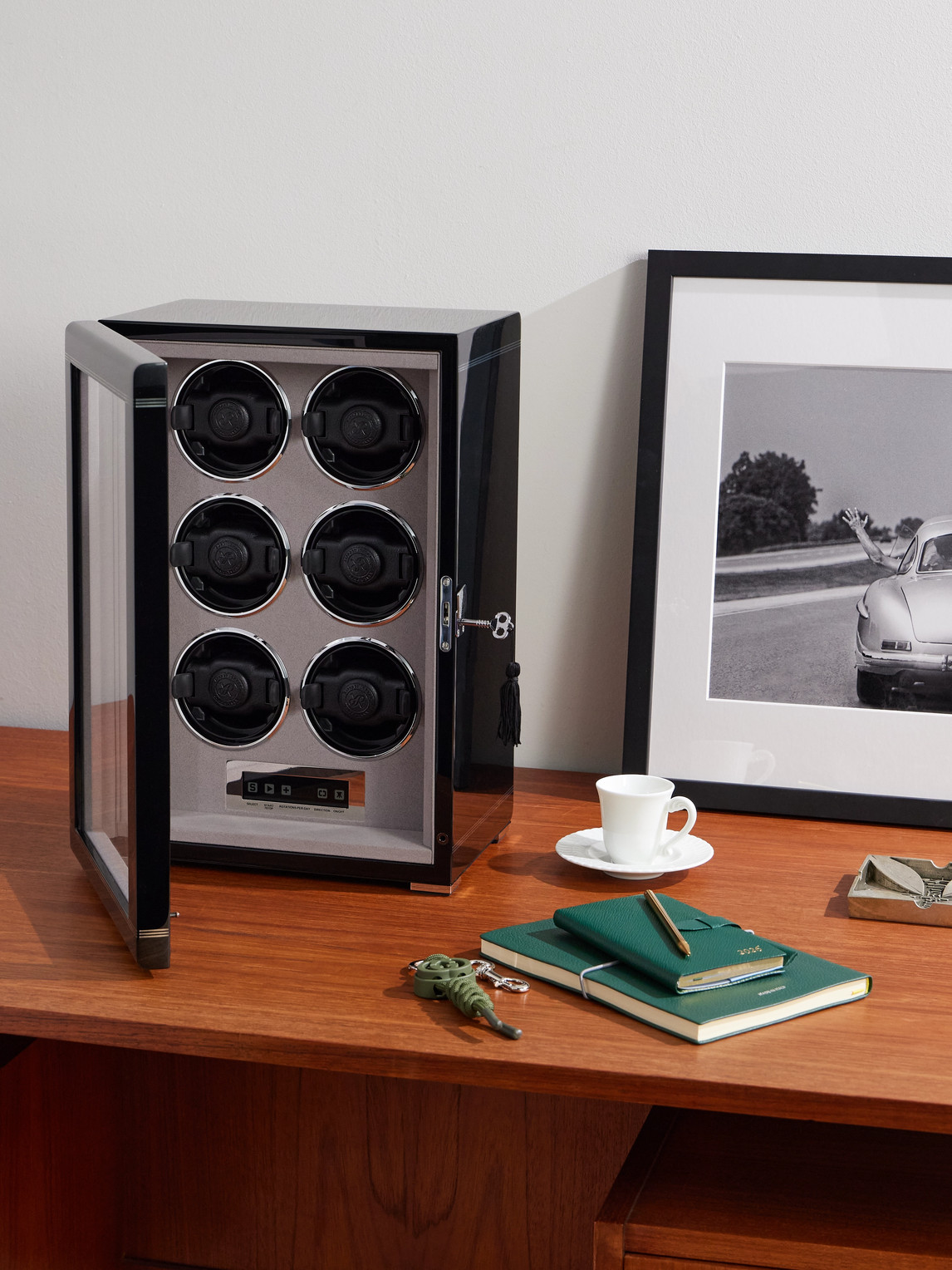 Formula Six Lacquered Cedar and Glass Six-Piece Watch Winder — 2
