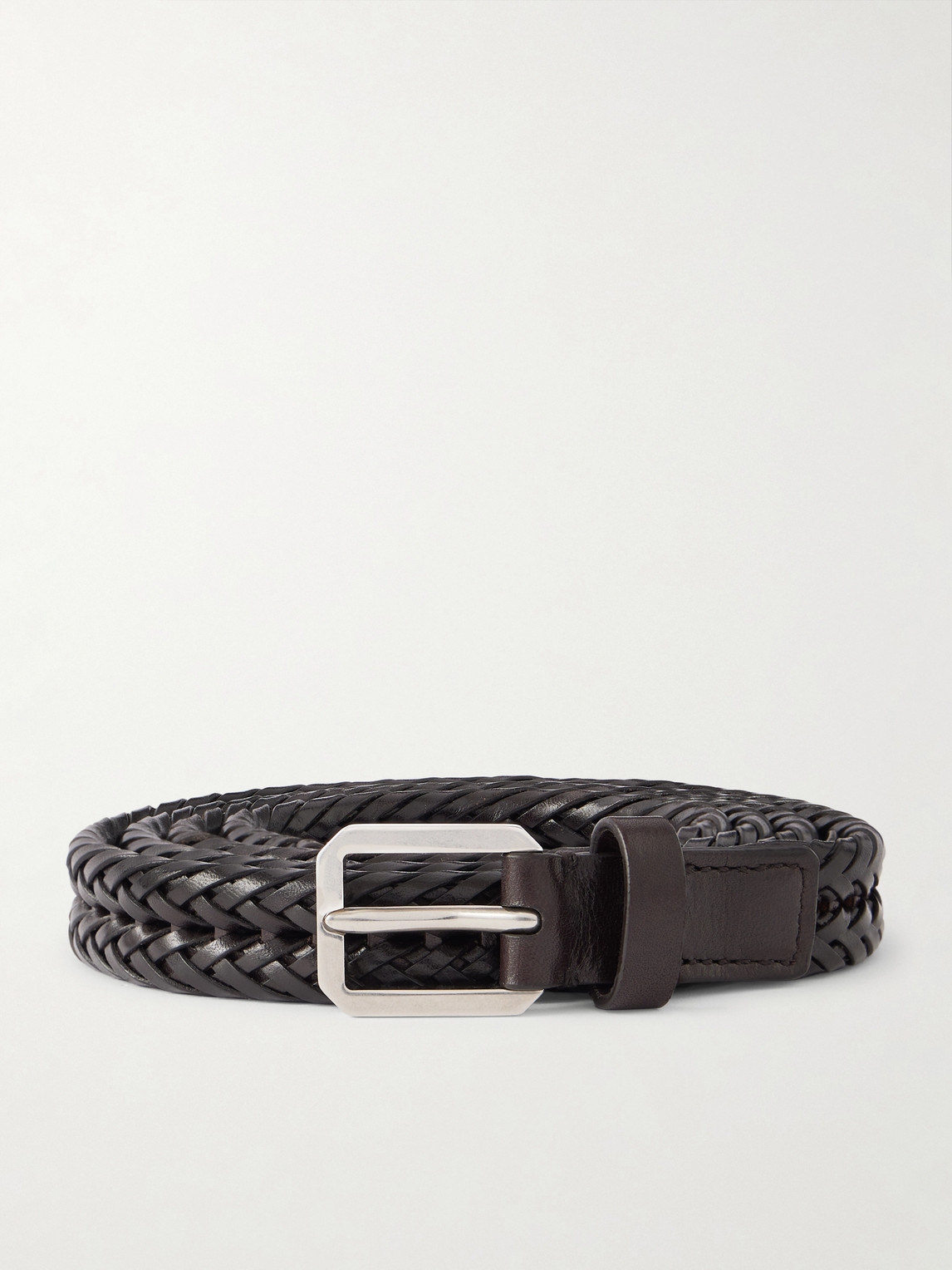 Tom Ford 2cm Woven Leather Belt In Brown