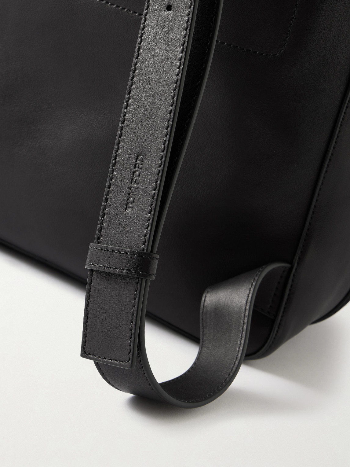 Tom Ford T Line Leather Drawstring Backpack In Black