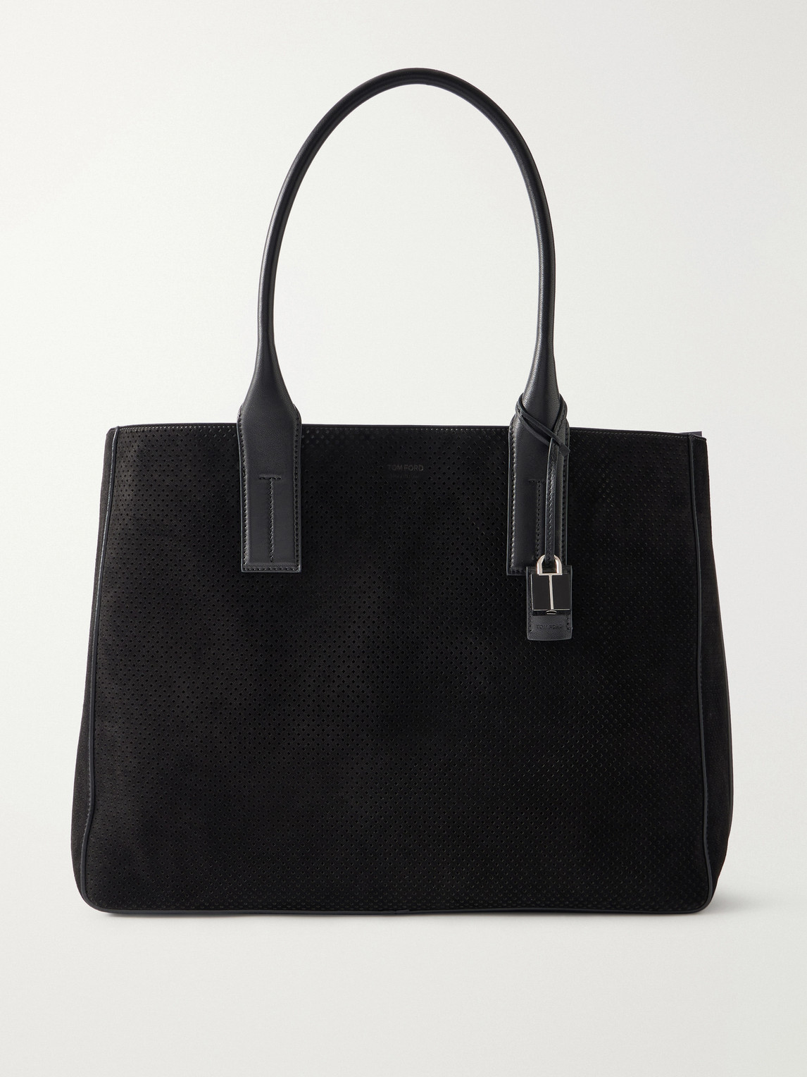 Tom Ford Perforated Suede Tote Bag In Black