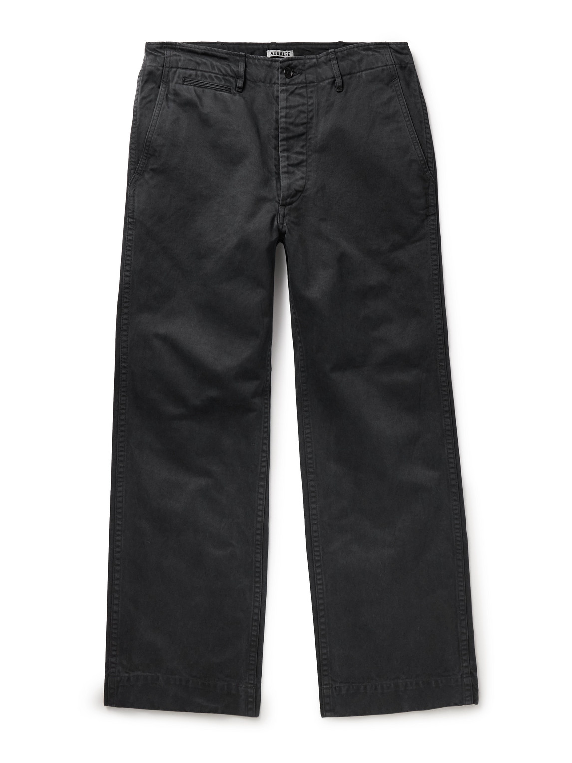 Auralee Finx Straight-leg Cropped Cotton-twill Chinos In Black