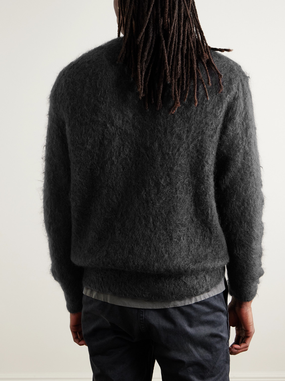 Auralee Brushed Mohair And Wool-blend Sweater In Black