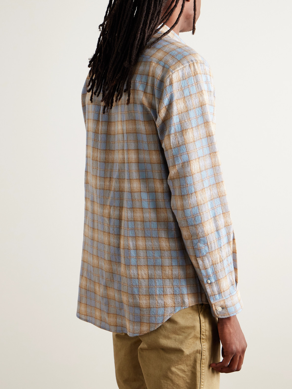 Auralee Long Sleeve Check Pattern Wool Shirt In Multi