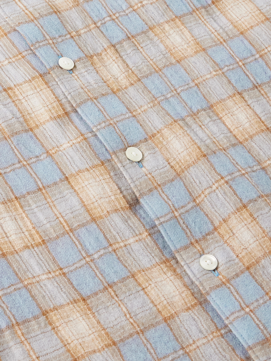 Auralee Long Sleeve Check Pattern Wool Shirt In Multi