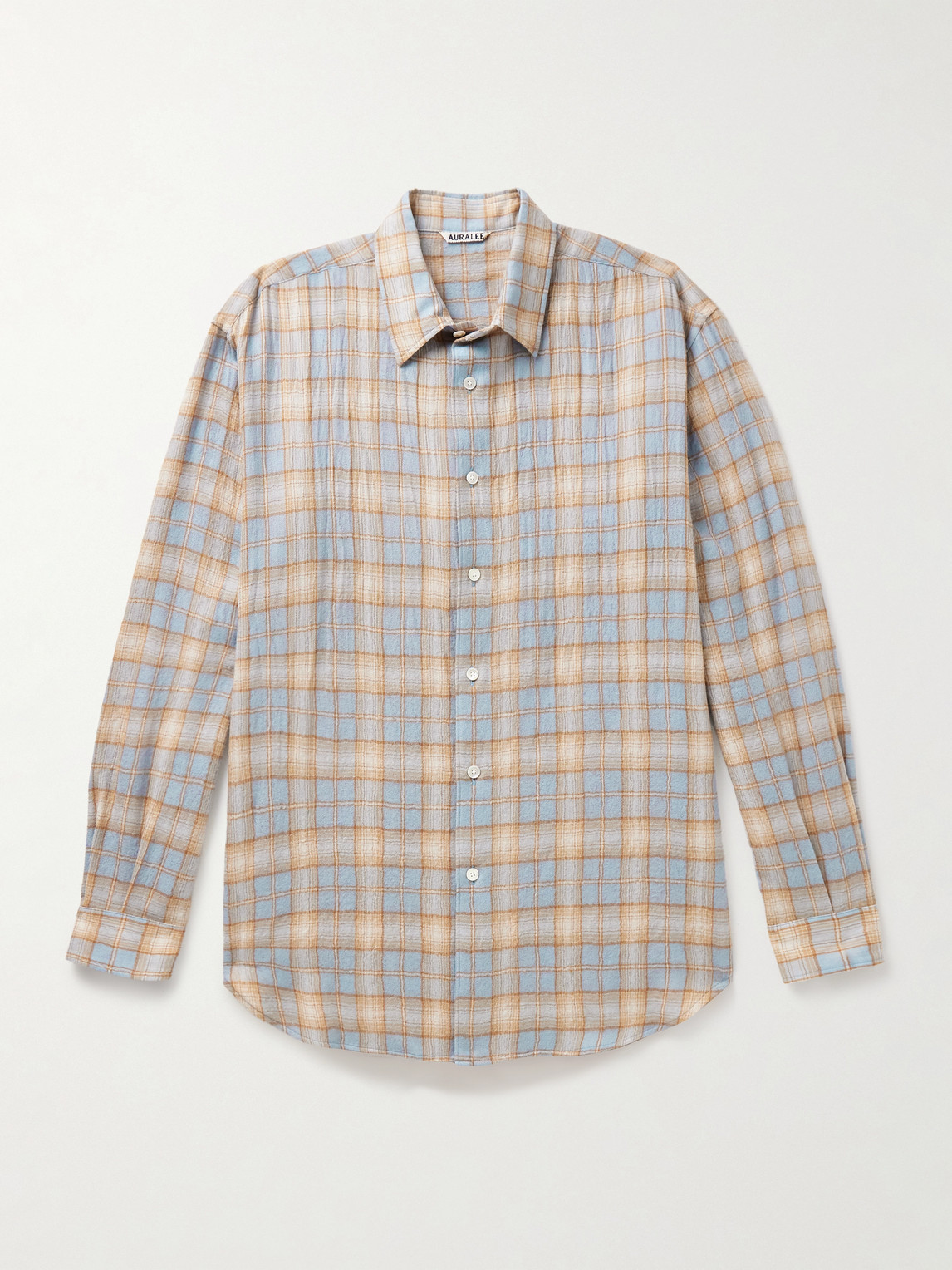 Auralee Long Sleeve Check Pattern Wool Shirt In Multi