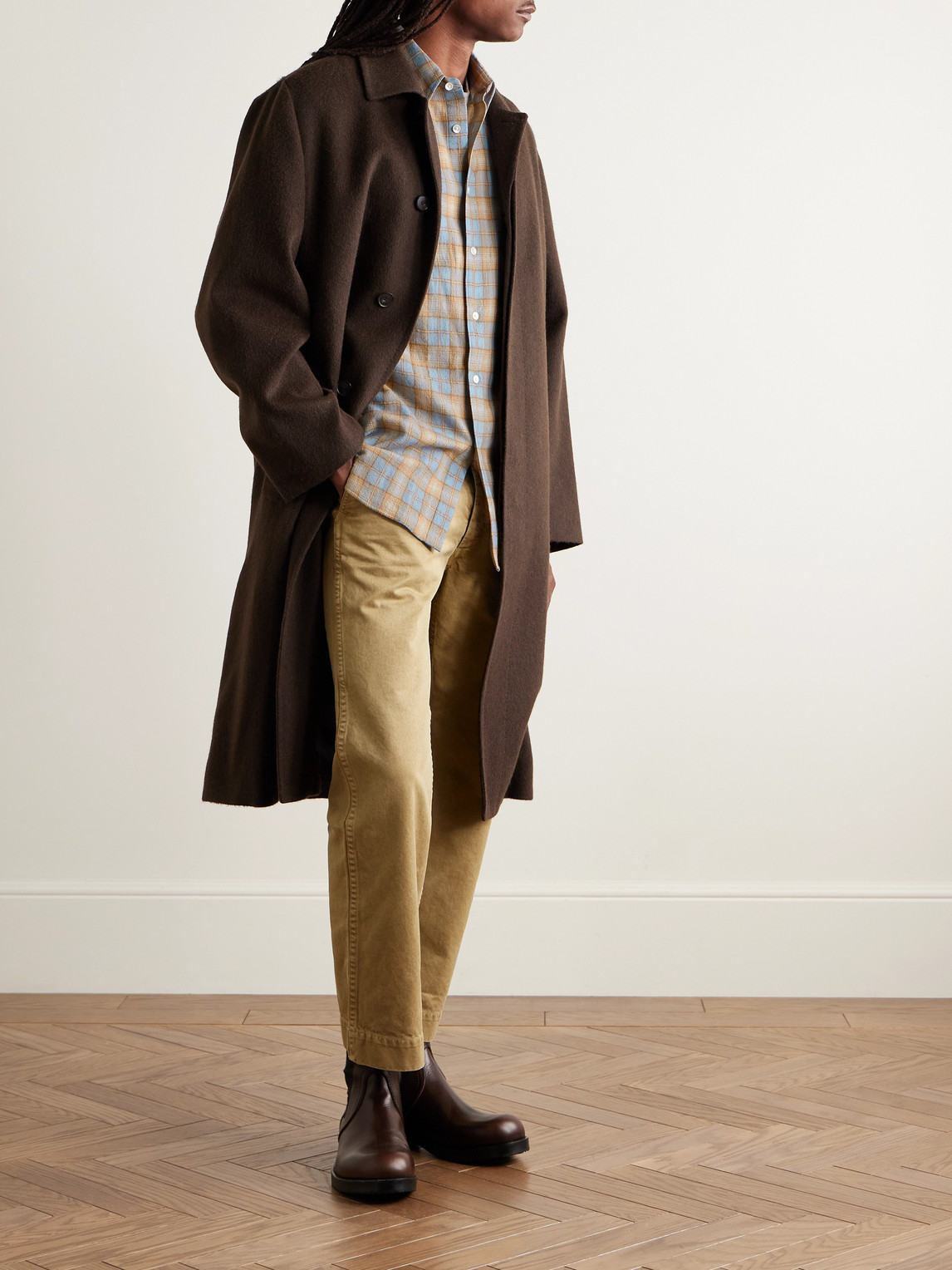 Auralee Long Sleeve Check Pattern Wool Shirt In Multi