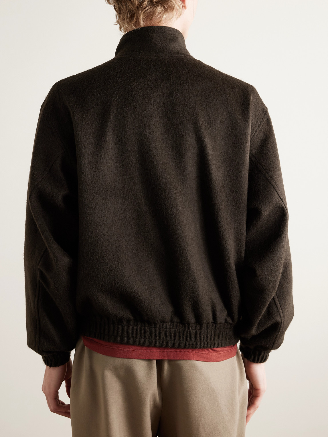 Auralee Camel Hair-flannel Blouson Jacket In Brown