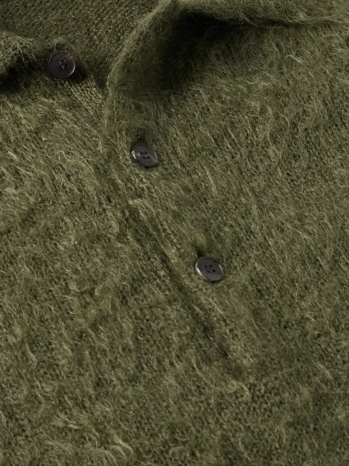 Auralee Brushed Mohair And Wool-blend Polo Sweater In Green