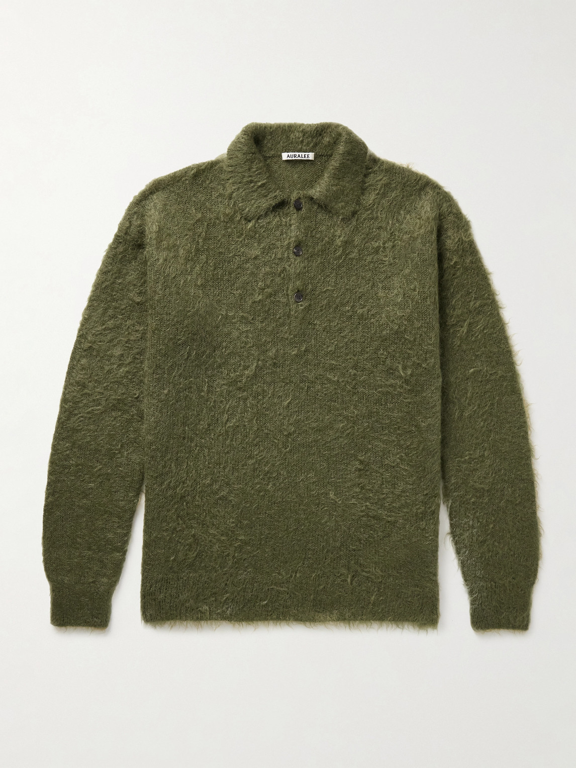 Auralee Brushed Mohair and Wool-Blend Polo Sweater - Men