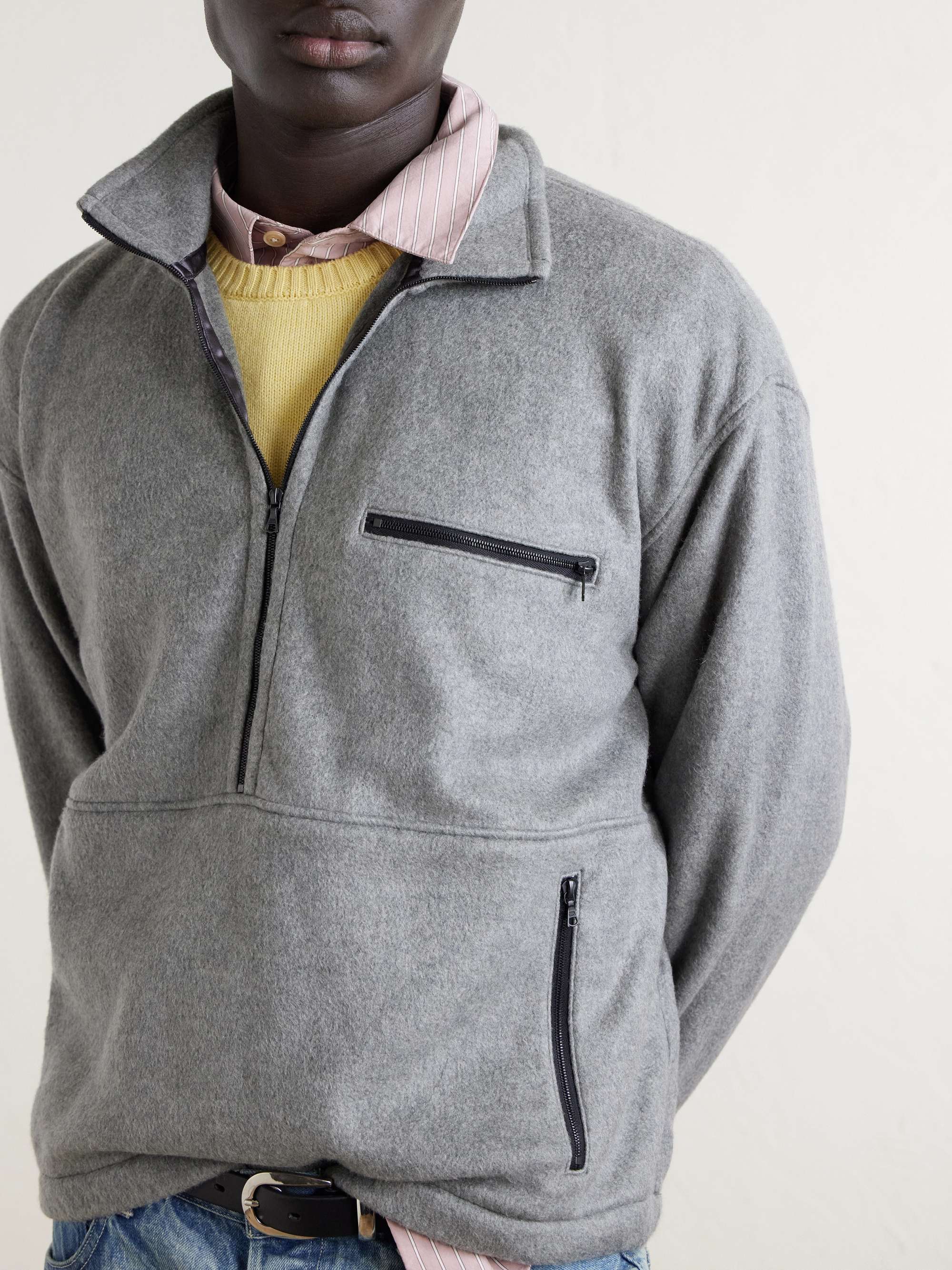 AURALEE Cropped Silk-Fleece Half-Zip Sweatshirt for Men | MR PORTER