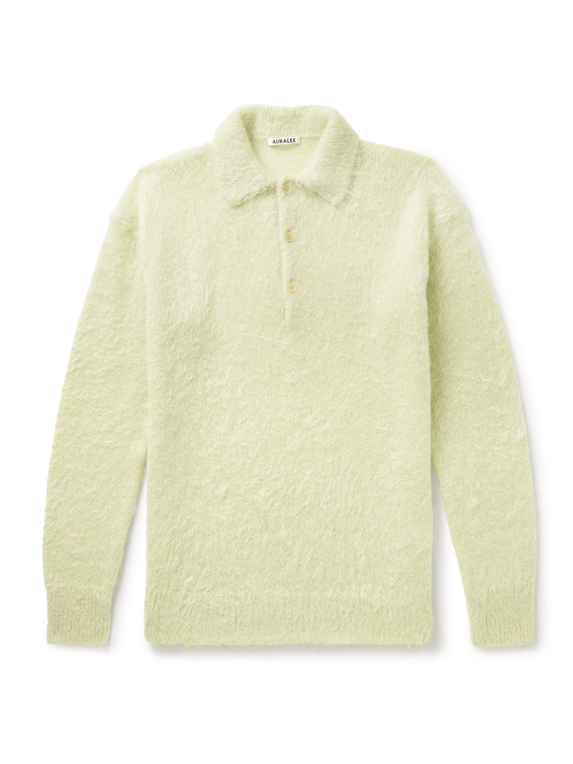 Auralee Brushed Mohair And Wool-blend Polo Sweater In Multi