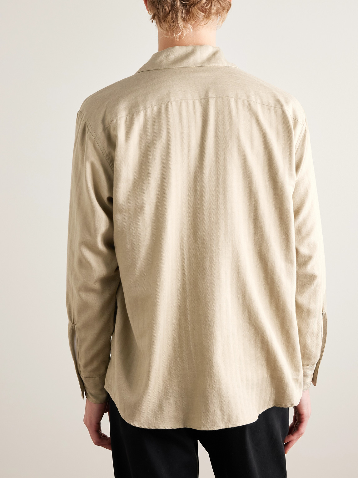 Auralee Herringbone Cotton And Cashmere-blend Shirt In Neutral