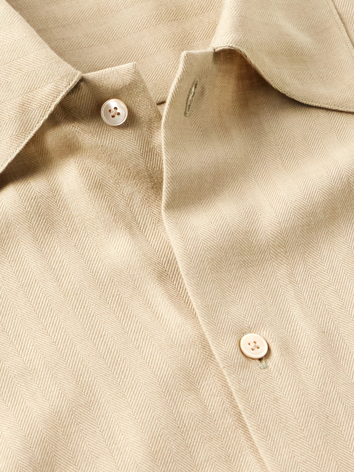 Auralee Herringbone Cotton And Cashmere-blend Shirt In Neutral