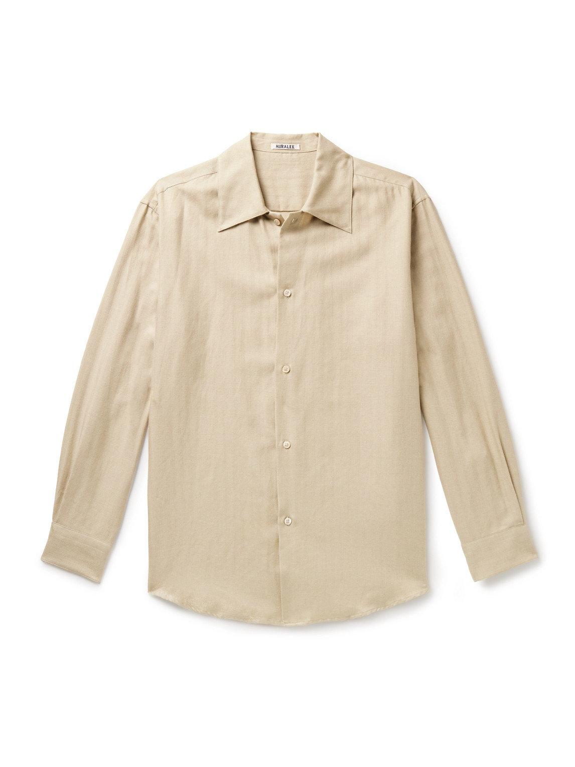 Auralee Herringbone Cotton And Cashmere-blend Shirt In Neutral