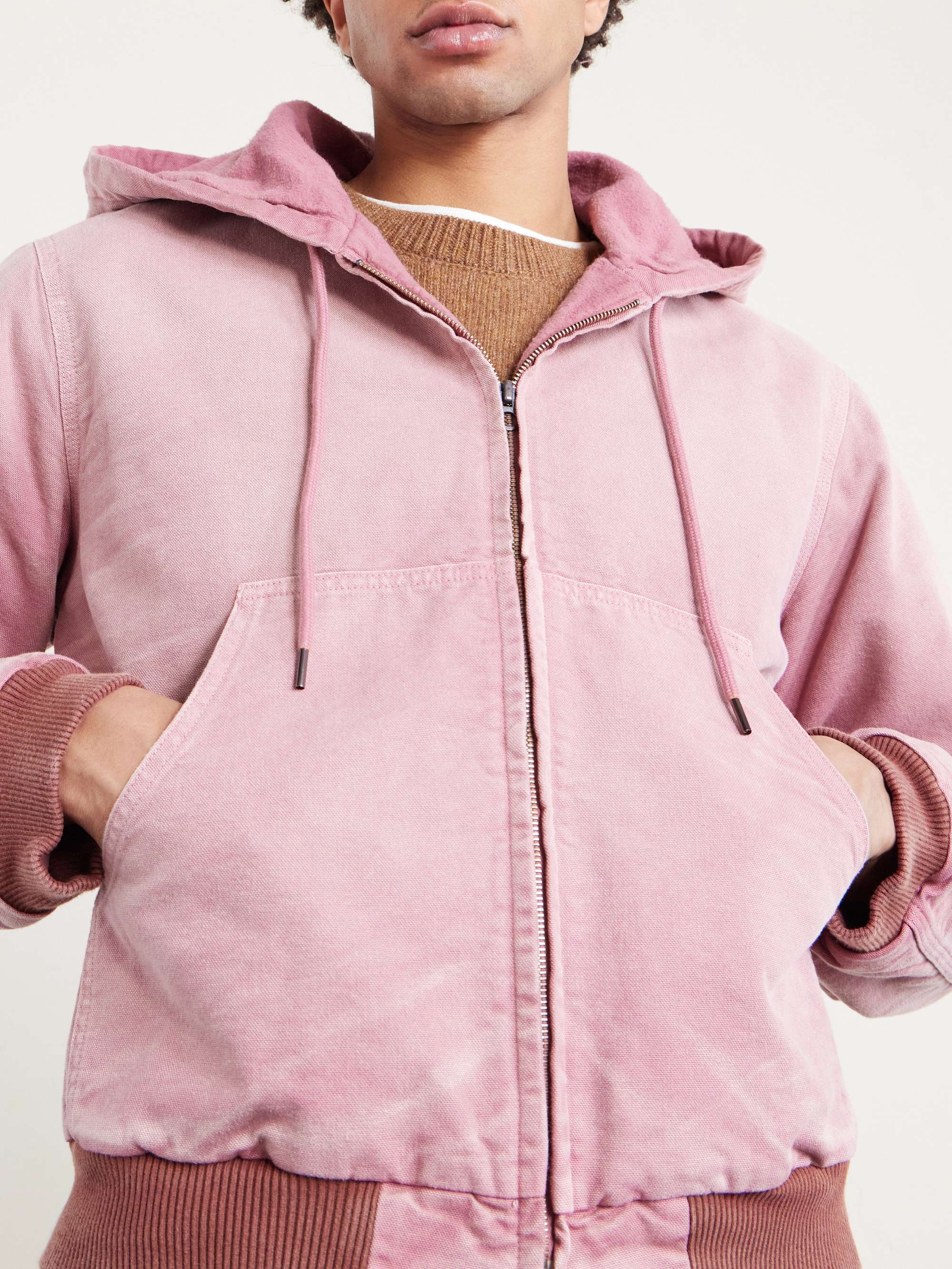 AURALEE Garment-Dyed Cotton-Canvas Zip-Up Hooded Jacket for Men