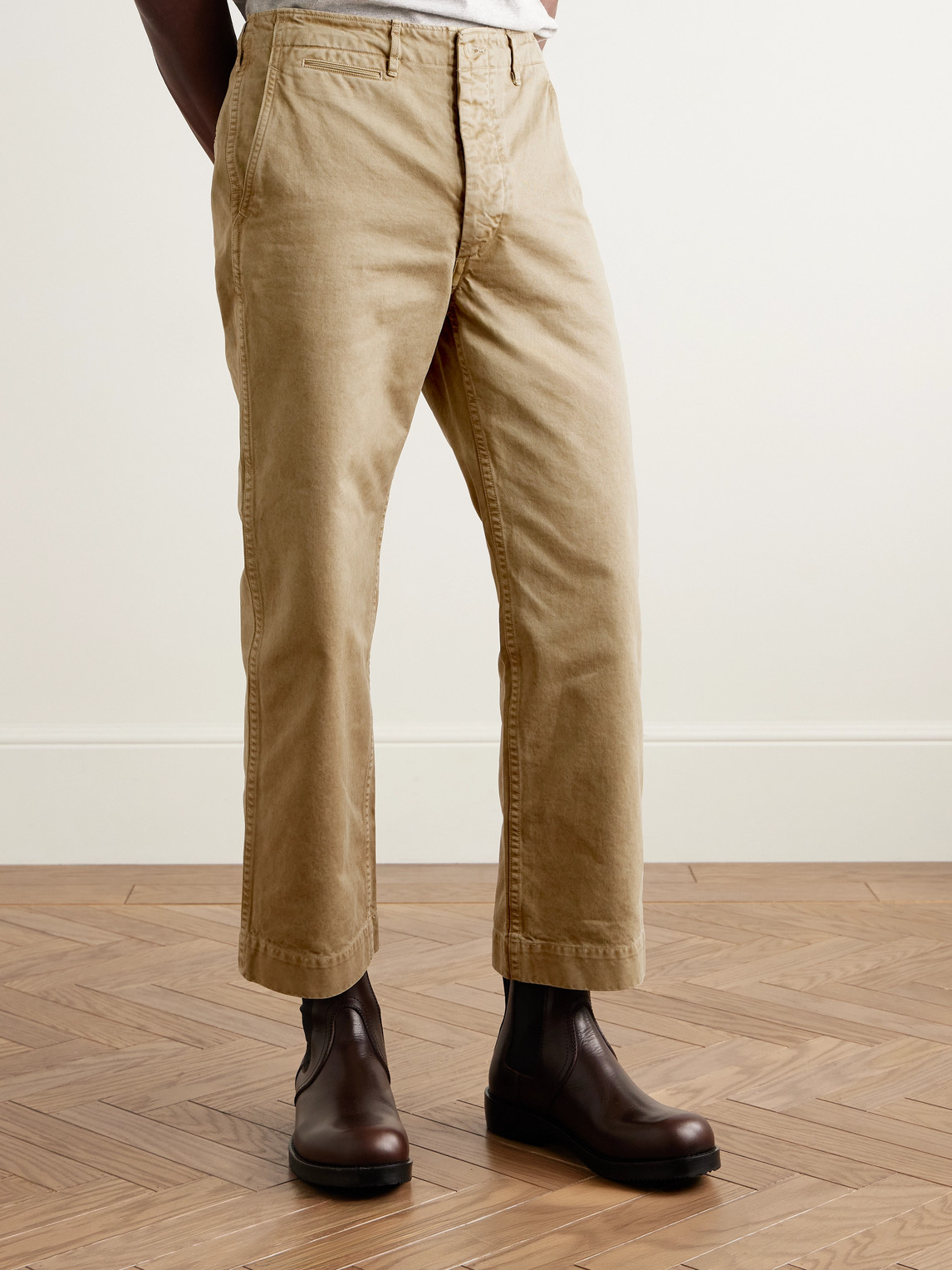 Auralee Finx Straight-leg Cropped Cotton-twill Chinos In Multi
