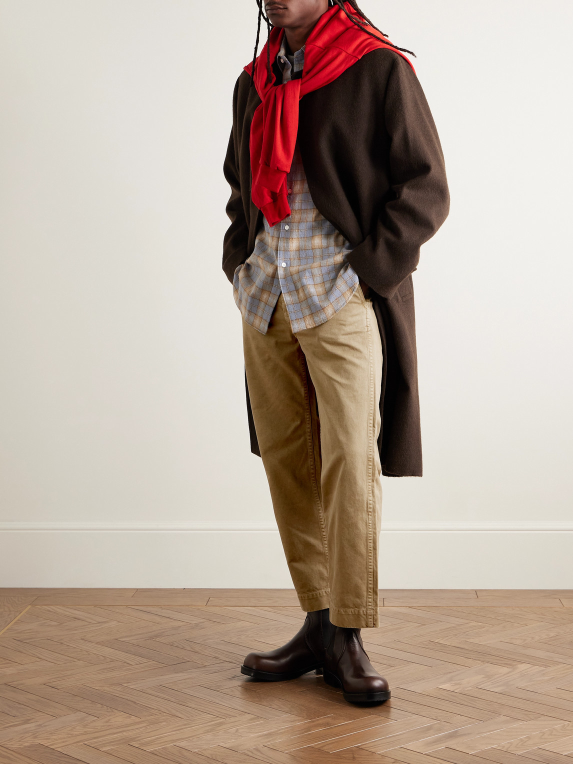 Auralee Finx Straight-leg Cropped Cotton-twill Chinos In Multi