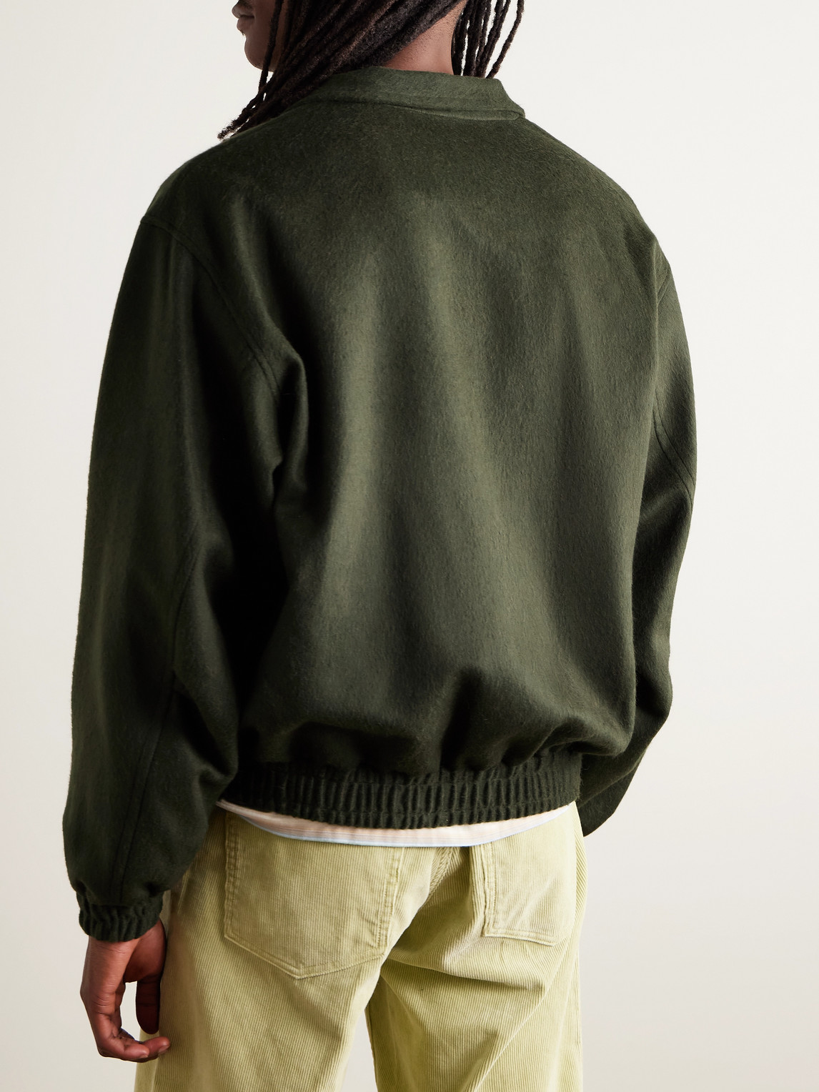 Auralee Camel Hair Blouson Jacket In Green