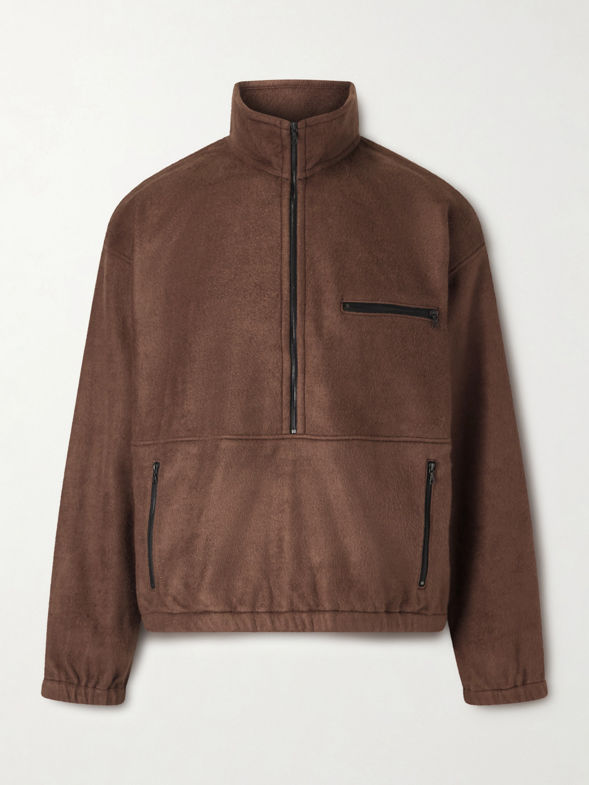 Auralee Silk-fleece Half-zip Sweatshirt In Brown