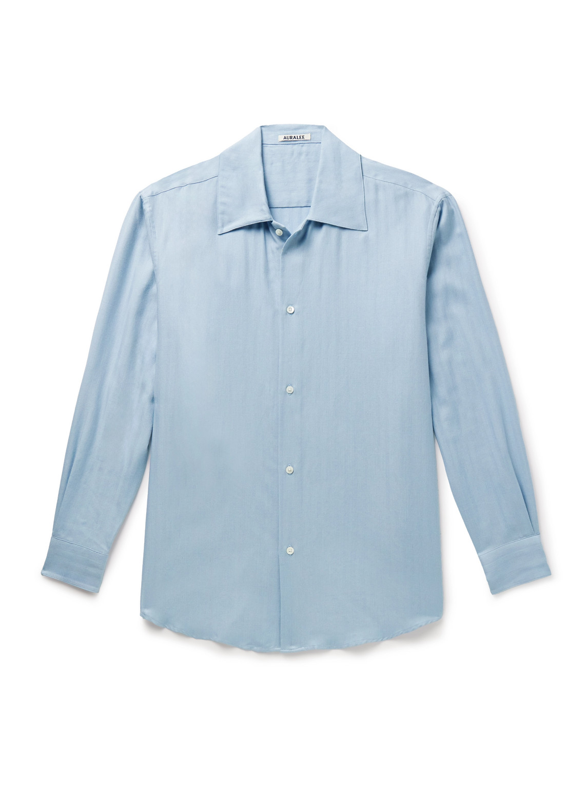 Auralee Herringbone Cotton And Cashmere-blend Shirt In Blue