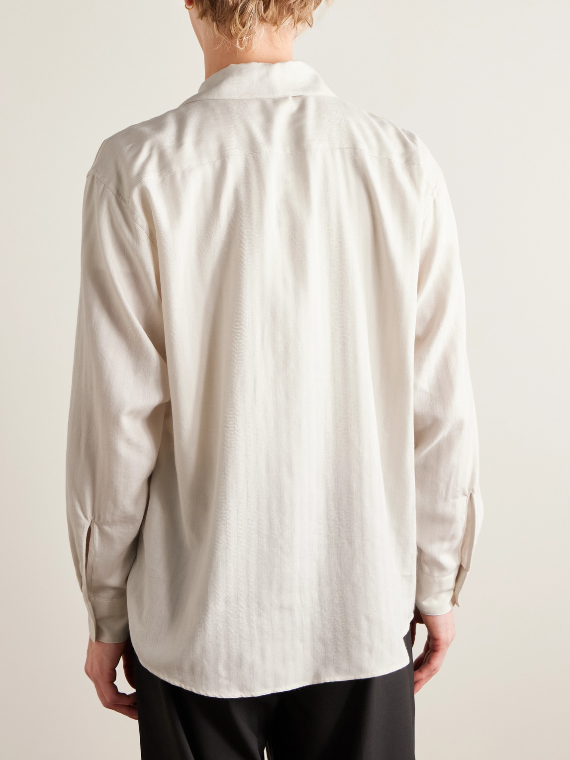 Auralee Herringbone Cotton And Cashmere-blend Shirt In White