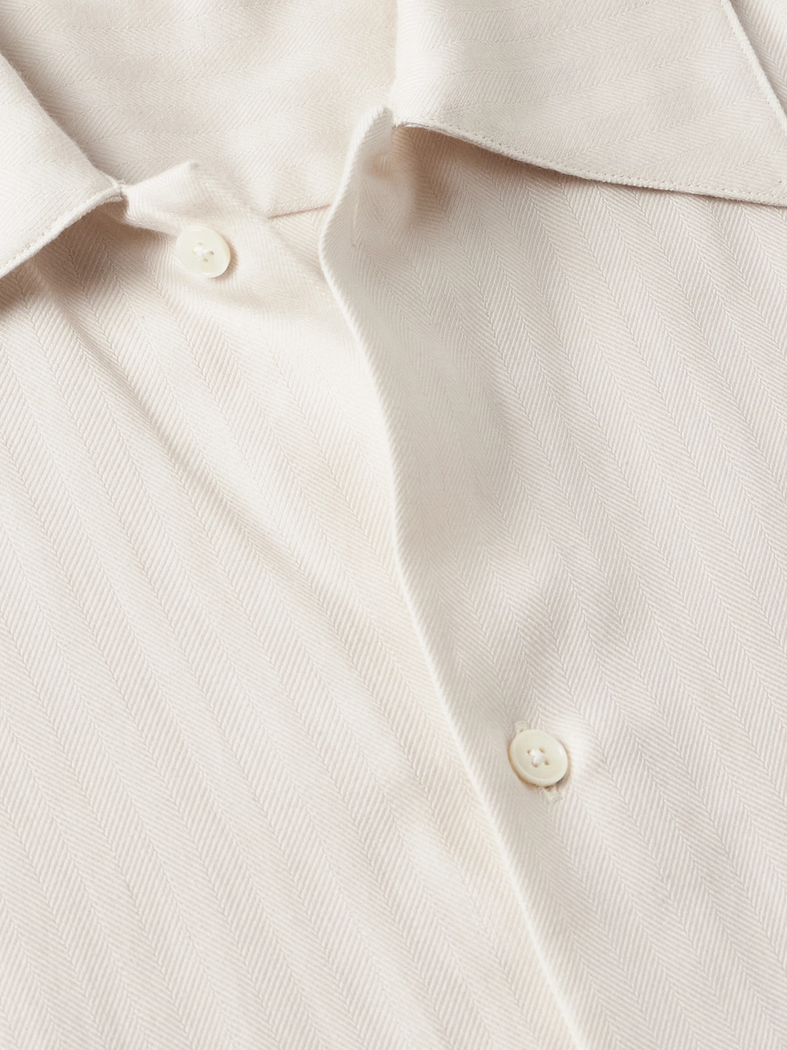 Auralee Herringbone Cotton And Cashmere-blend Shirt In White