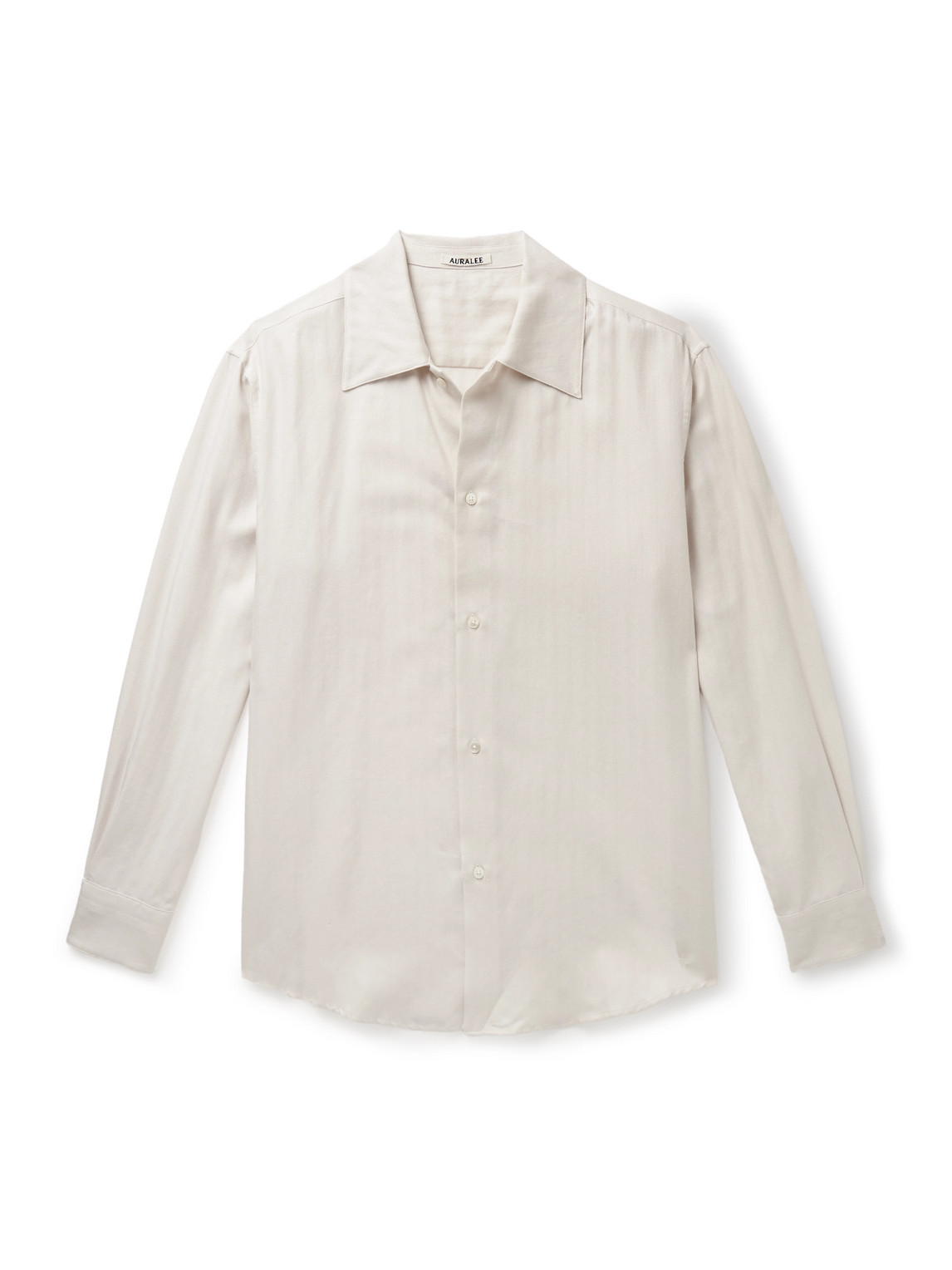 Auralee Herringbone Cotton And Cashmere-blend Shirt In White