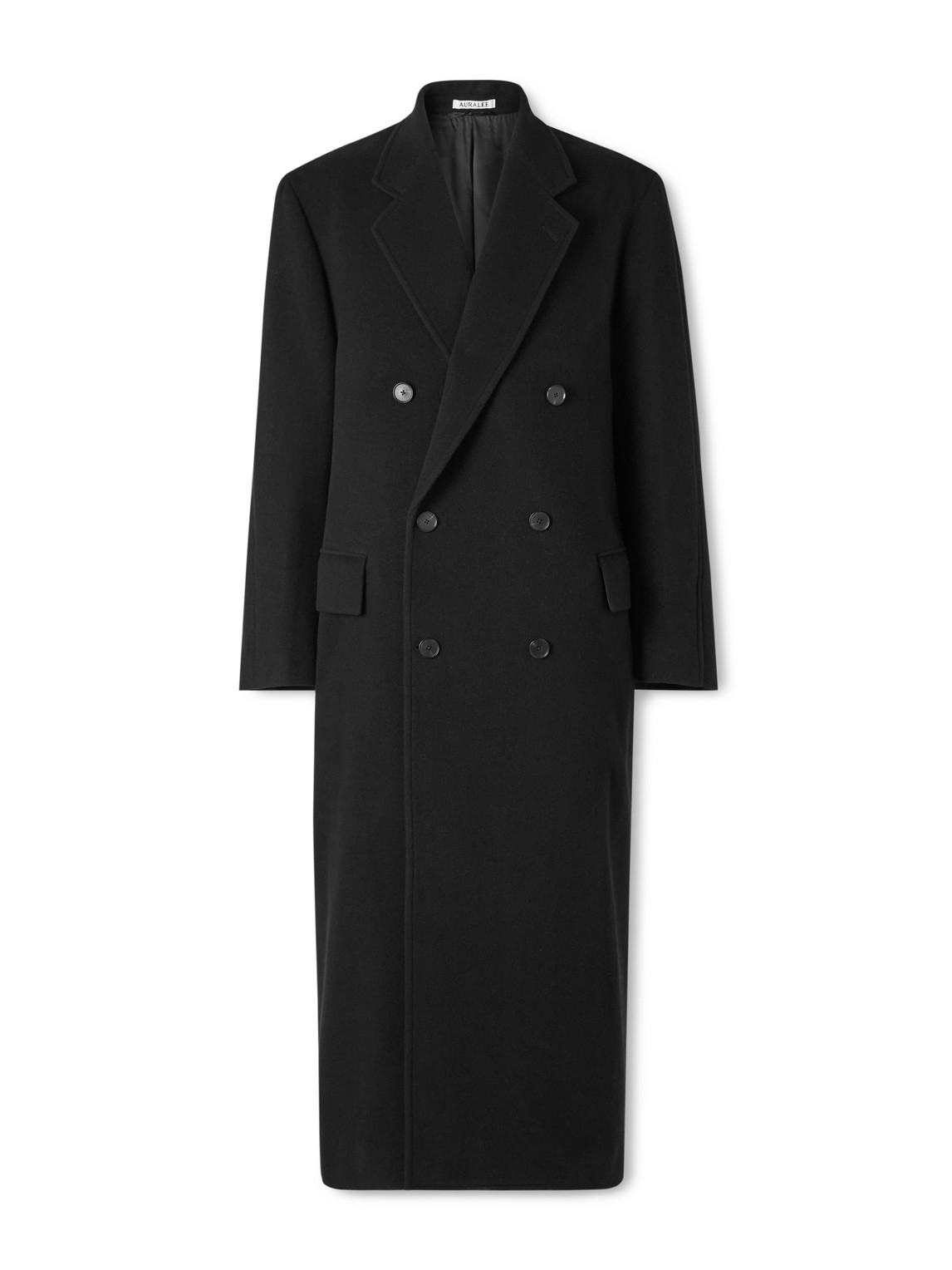 Auralee Chesterfield Double-breasted Coat In Black
