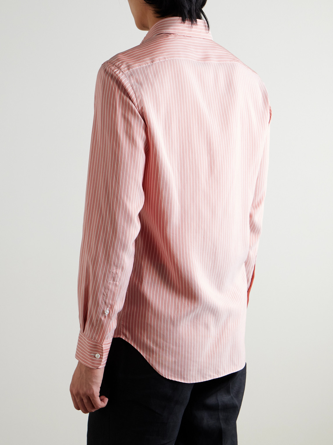  Husbands - Striped Silk-poplin Shirt - Men - Pink - Eu 41 