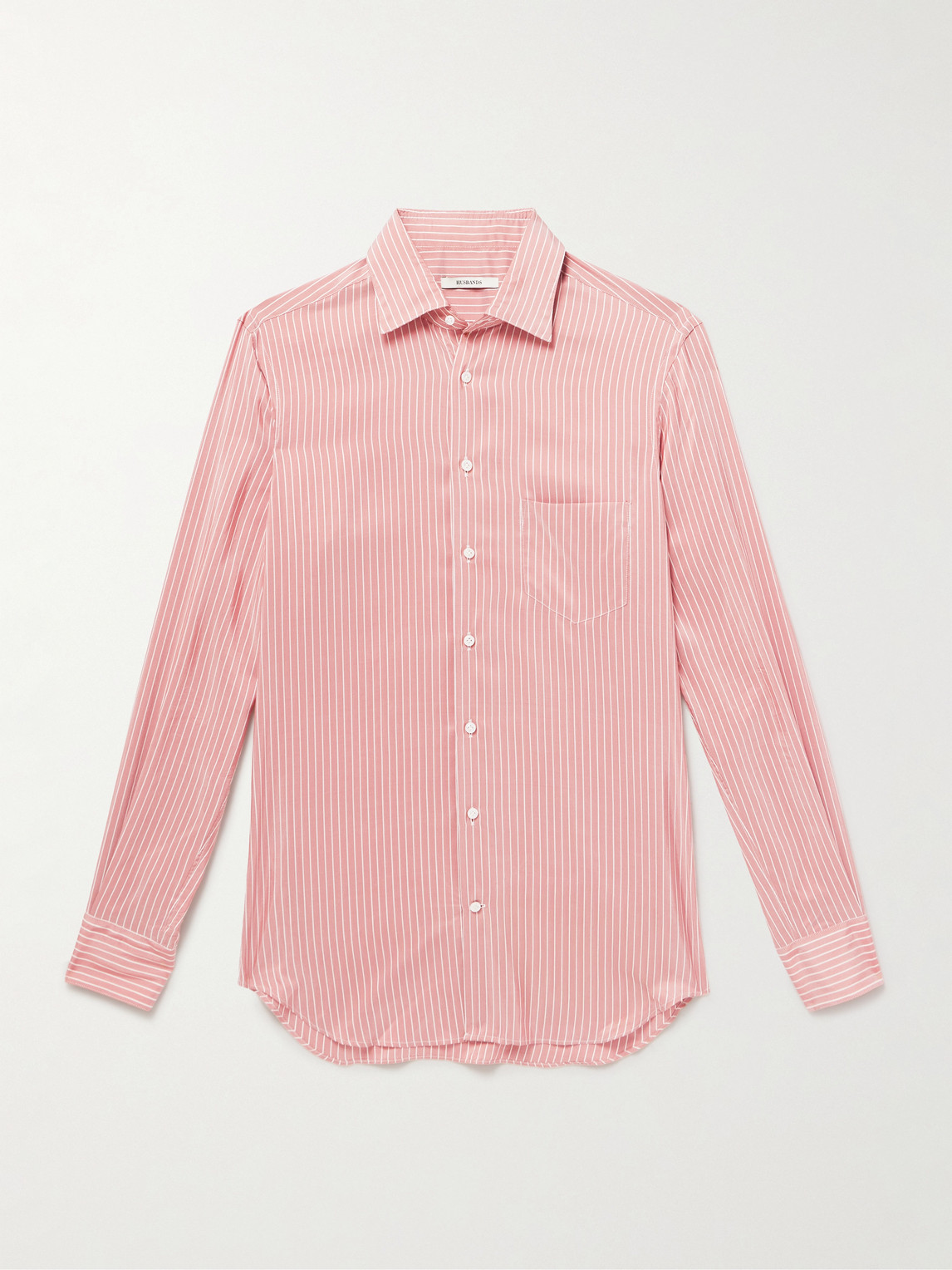 Husbands Striped Silk-poplin Shirt In Pink