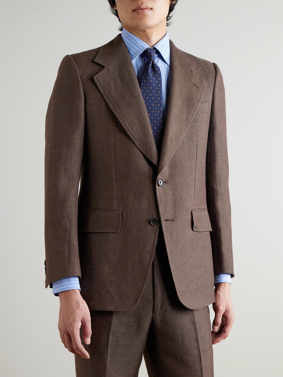  Husbands - Wool And Linen-blend Twill Suit Jacket - Men - Brown - It 46 