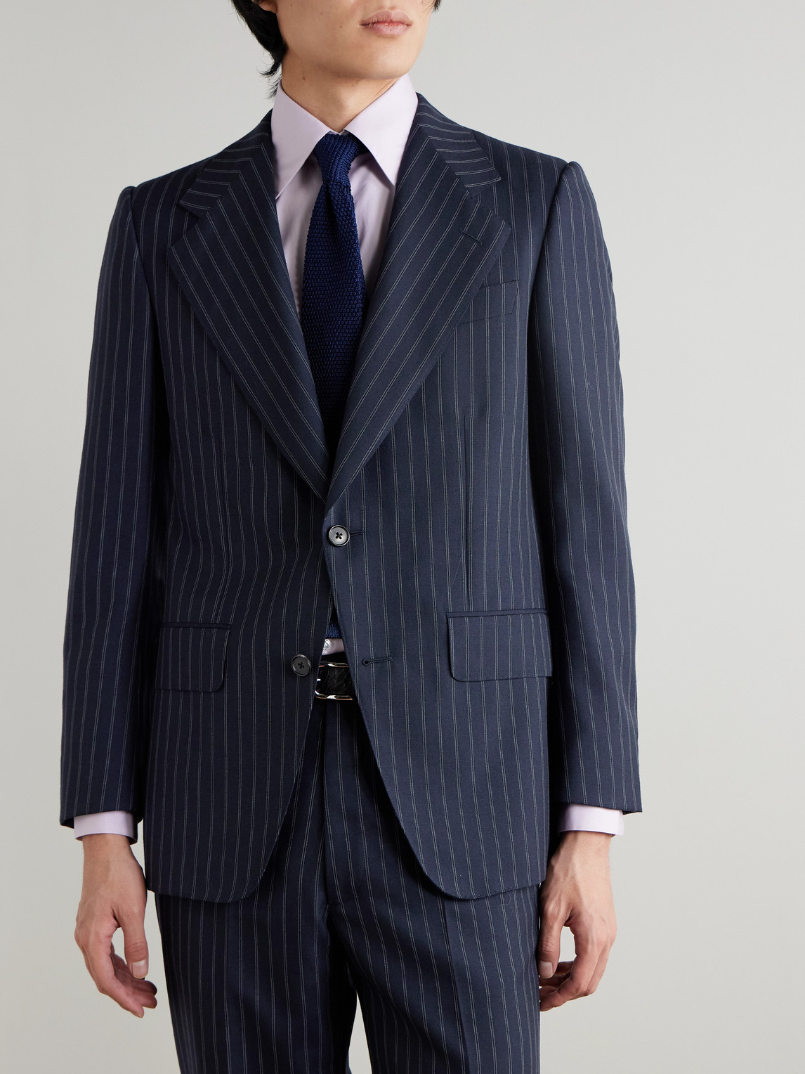  Husbands - Pinstriped Wool Suit Jacket - Men - Blue - It 46 