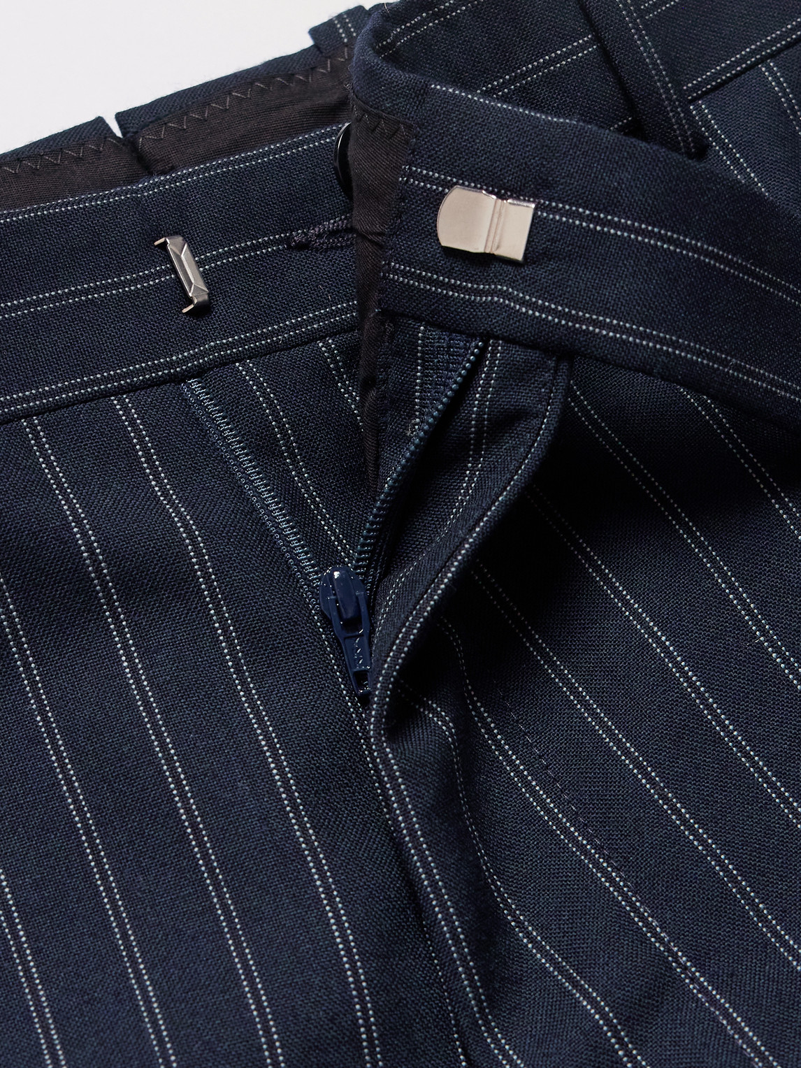 Straight-Leg Pinstriped Wool Suit Trousers