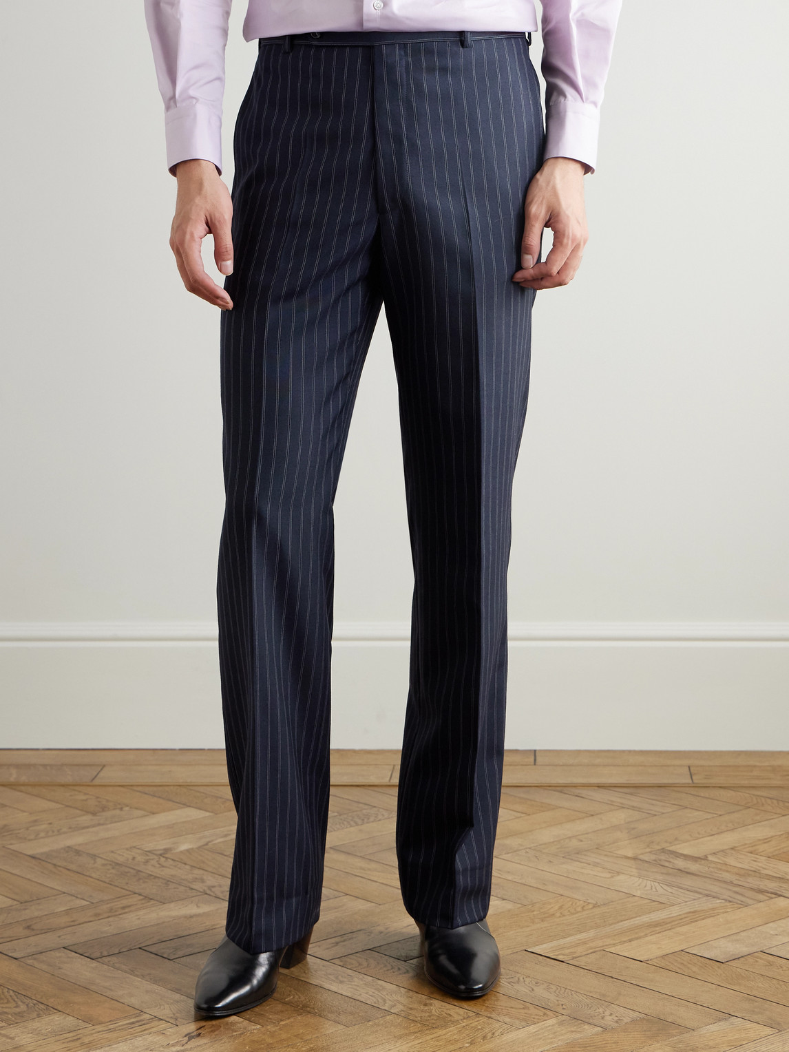  Husbands - Straight-leg Pinstriped Wool Suit Trousers - Men - Blue - Fr 36 