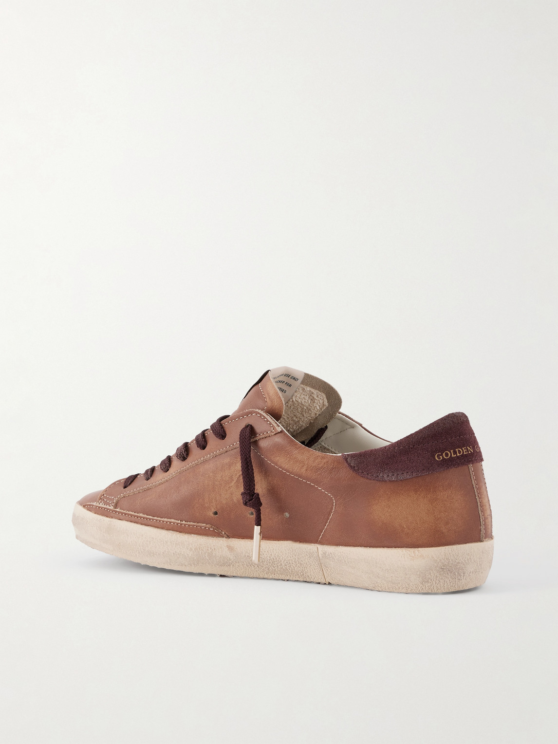 Golden Goose Super-star Private Edt Distressed Suede-trimmed Leather Sneakers In Brown